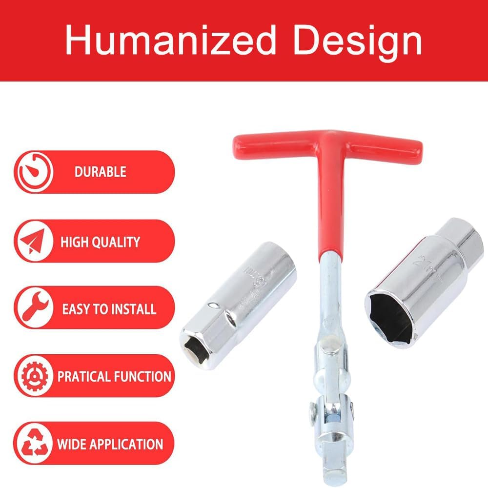Spark Plug Socket Wrench T-Handle 5/8 Inch (16 Mm) and 13/16 Inch (21 Mm) Installer Tool, Universal Spark Plug Remover Tool,Suitable for Lawn Mowers, Motorcycles, Small Motor Vehicles image number 6