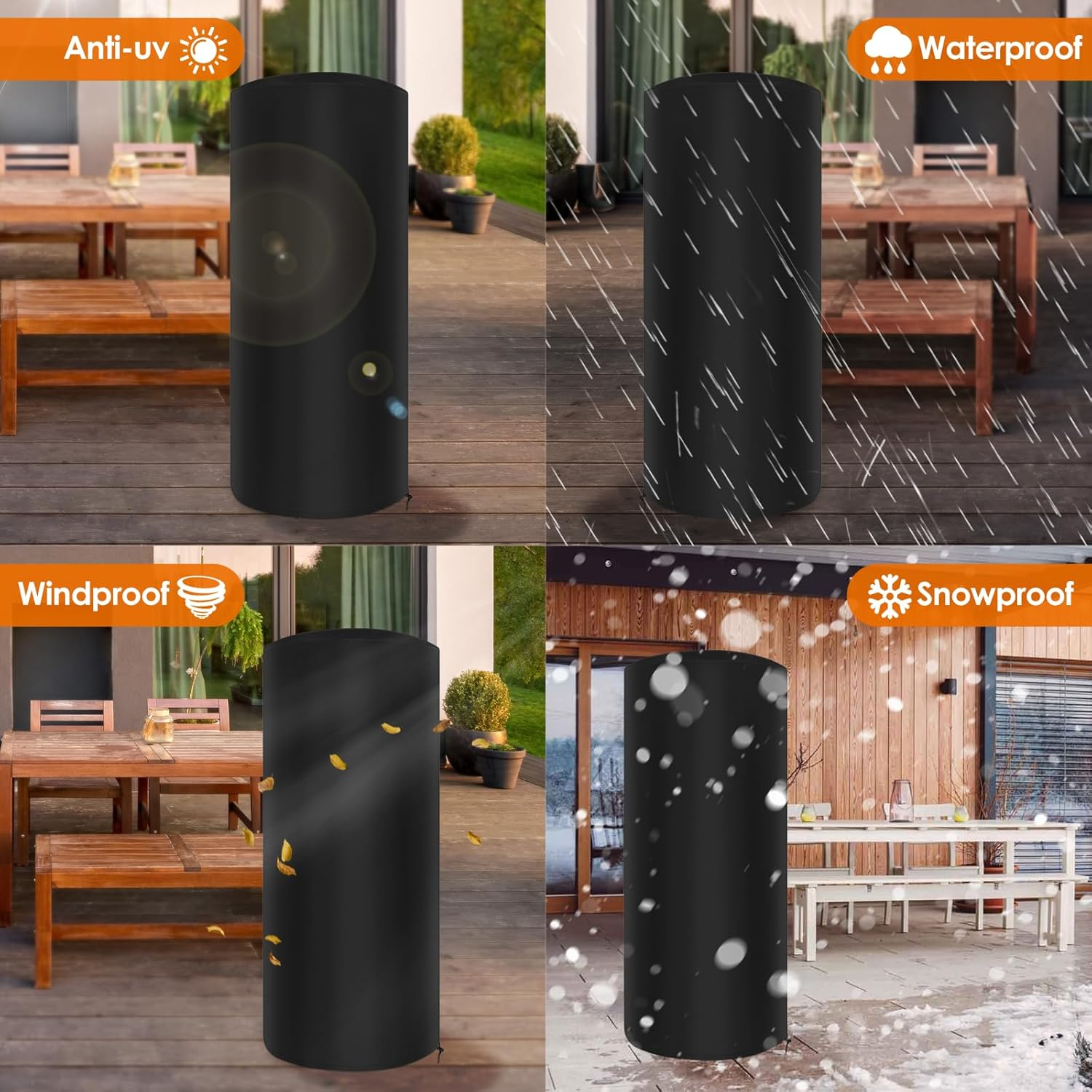 Fxvhojq Oxford Cloth Patio Heater Cover Outdoor Electric Heater Storage Cover Heavy Duty Waterproof Outdoor Garden Heater Cover Windproof round Furniture Protector with Adjustable Drawstring