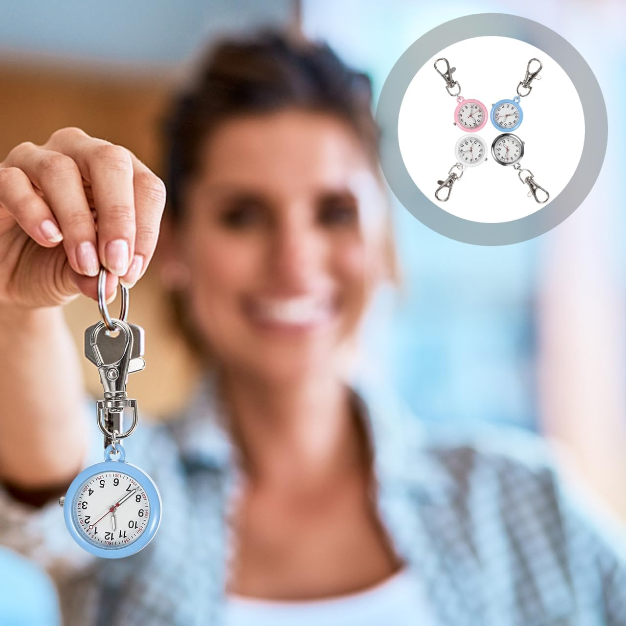 Gatuida 4Pcs Luminous Watch Clock Necklace Pocket Watch Pocket Watch with Chain Glow in the Dark Hanging Lapel Watch Pocket Watches Kid Watch Carabiner Outdoor Alloy Miss