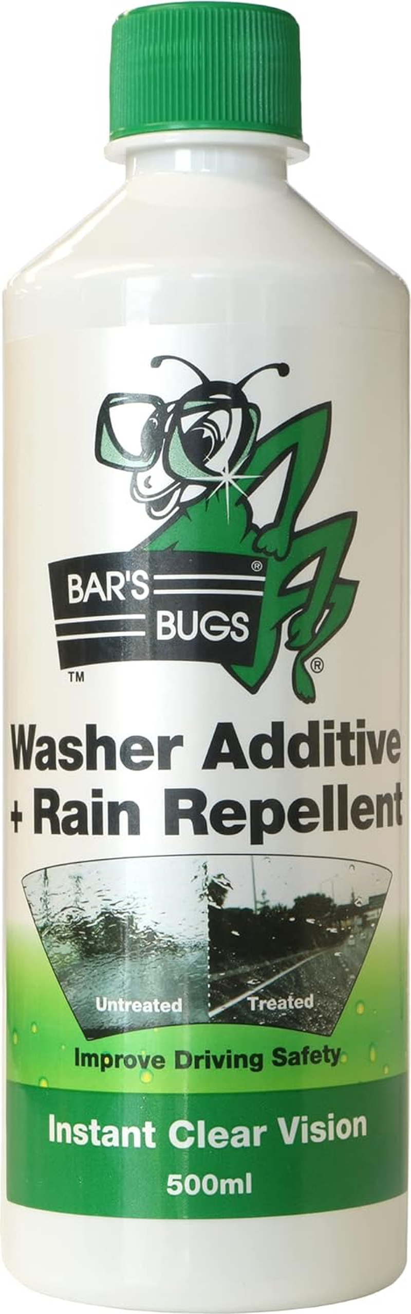 Bar&rsquo;S Bugs Windscreen Repellent Additive 500 Ml &ndash; Hydrophobic Rain Repellent Washer Additive | Clears Bugs, Diesel Spray, Road Film | 3&times; Concentrate
