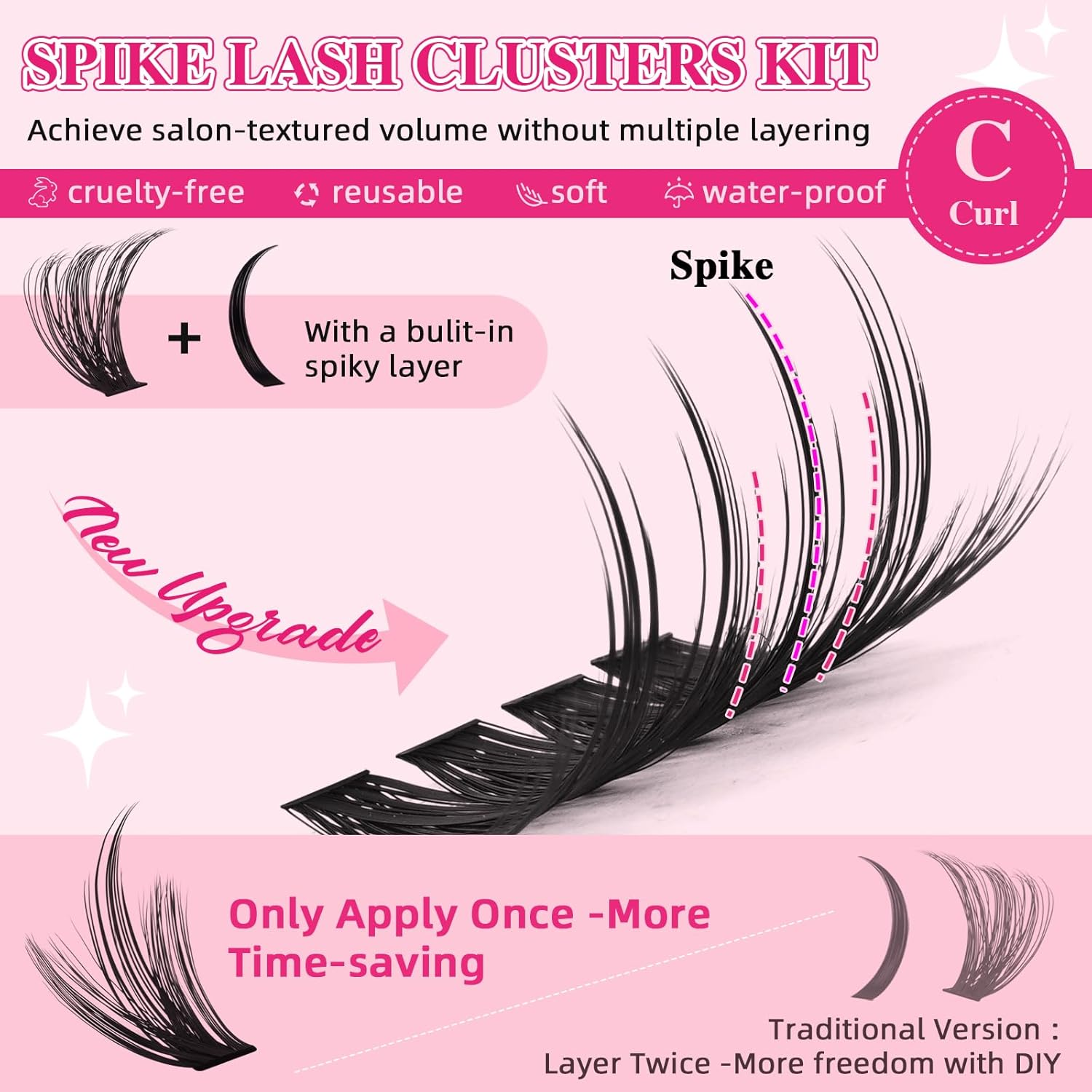 PROLASHBEAUTY Spiky Lash Clusters Manga Lash Clusters Kit C-Curl 80D 100D(C-80D+100D, 8-18Mix)