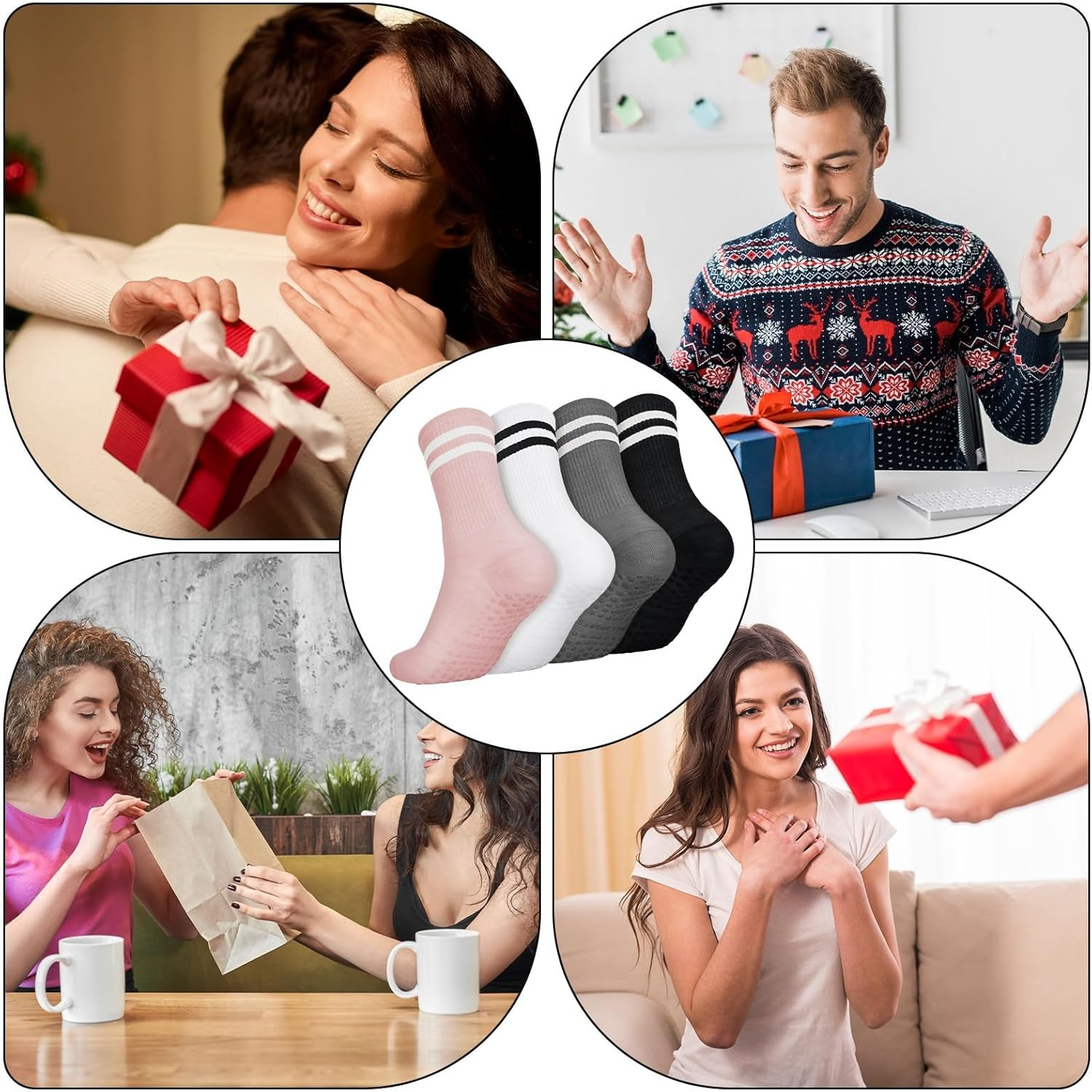 Quokkachic 4 Pairs Women'S Breathable Grip Socks for Yoga, Pilates, Ballet, Dance, Workout & Running image number 3