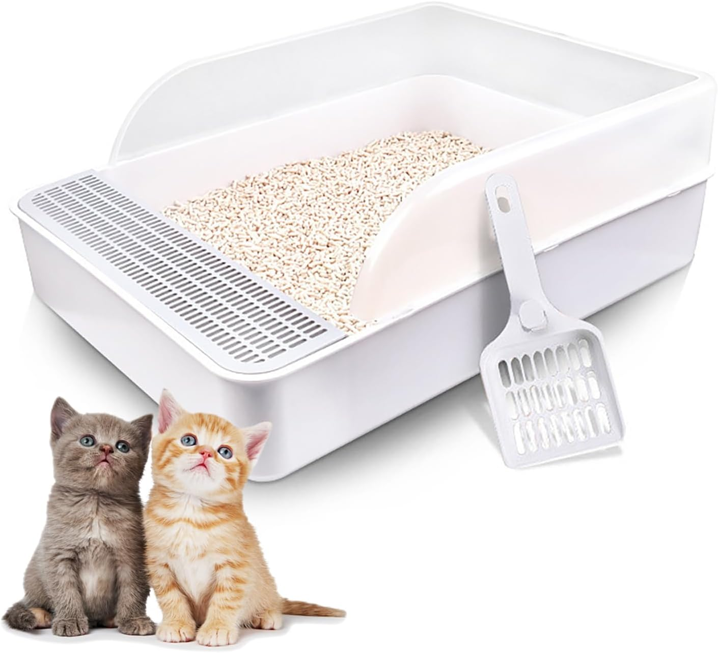 Cat Litter Tray 50X37X18Cm with Free Scoop, Semi-Closed Plastic Cat Litter Pan Top Entry Cat Litter Box, Suitable for Large Cat, Drawer Type Anti-Splashing Cat Toilet with Large Capacity image number 6