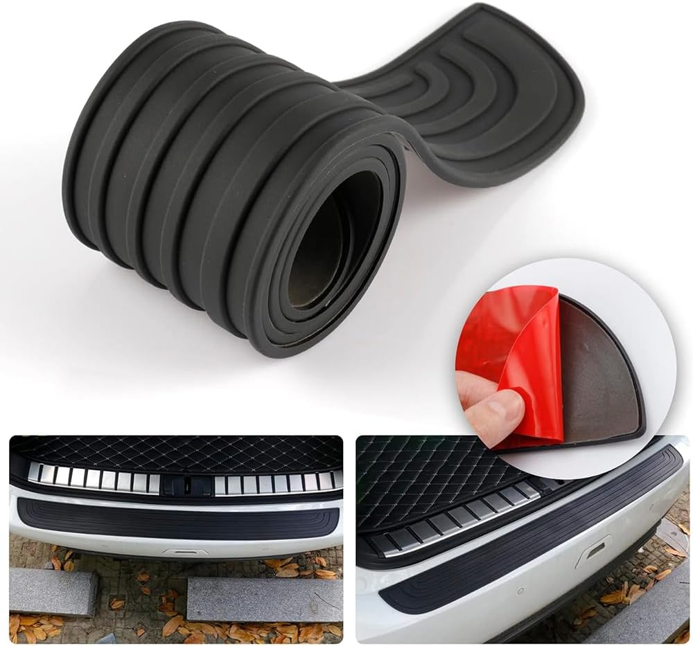 Car Rear Bumper Guard, 2.95 Feet Long Car/Suv Universal Black Rubber Scratch Resistant Trunk Exterior Accessories image number 3