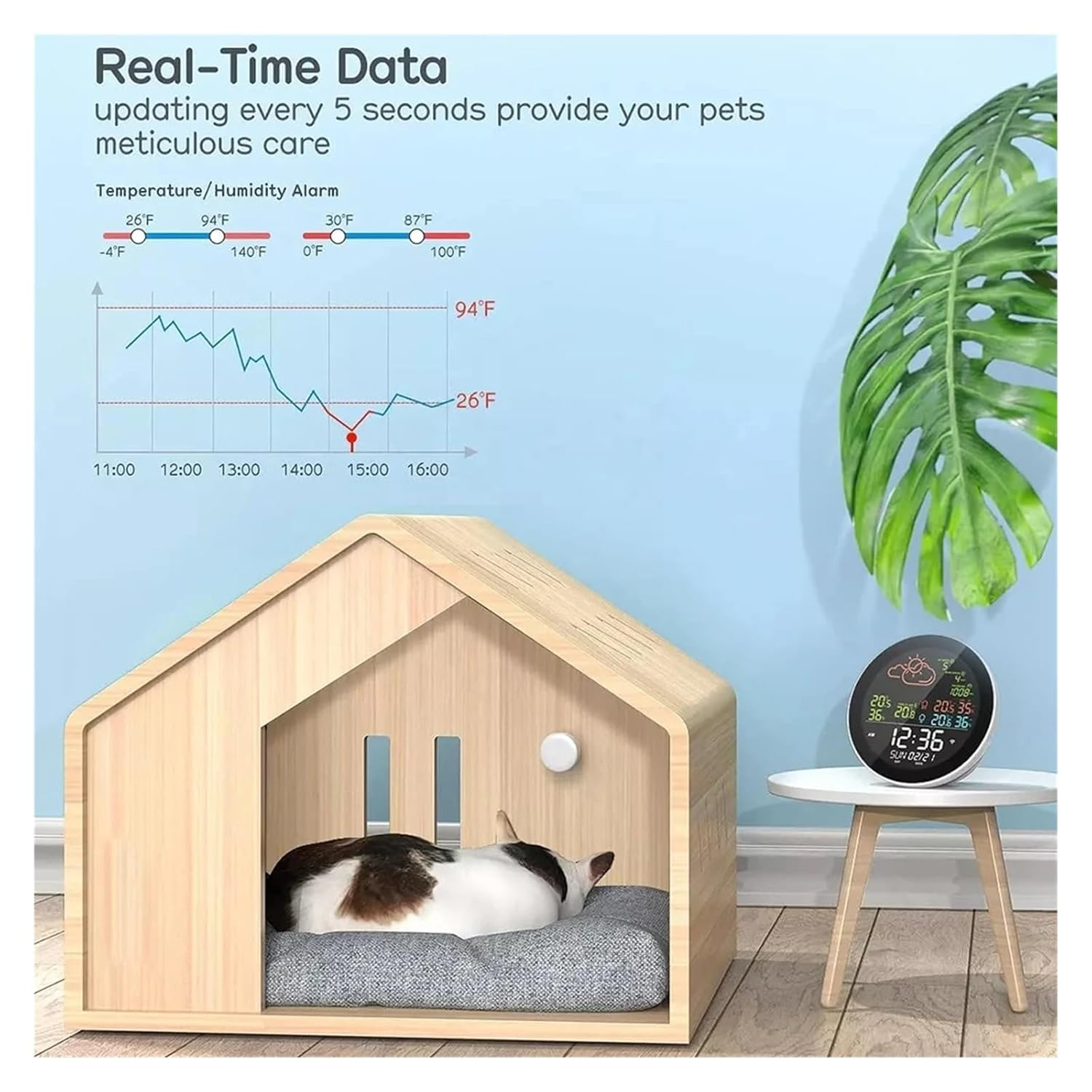 Wifi Smart Weather Station Digital Thermometer Hygrometer Forecast Sensor Indoor/Outdoor Temperature Humidity Meter image number 4