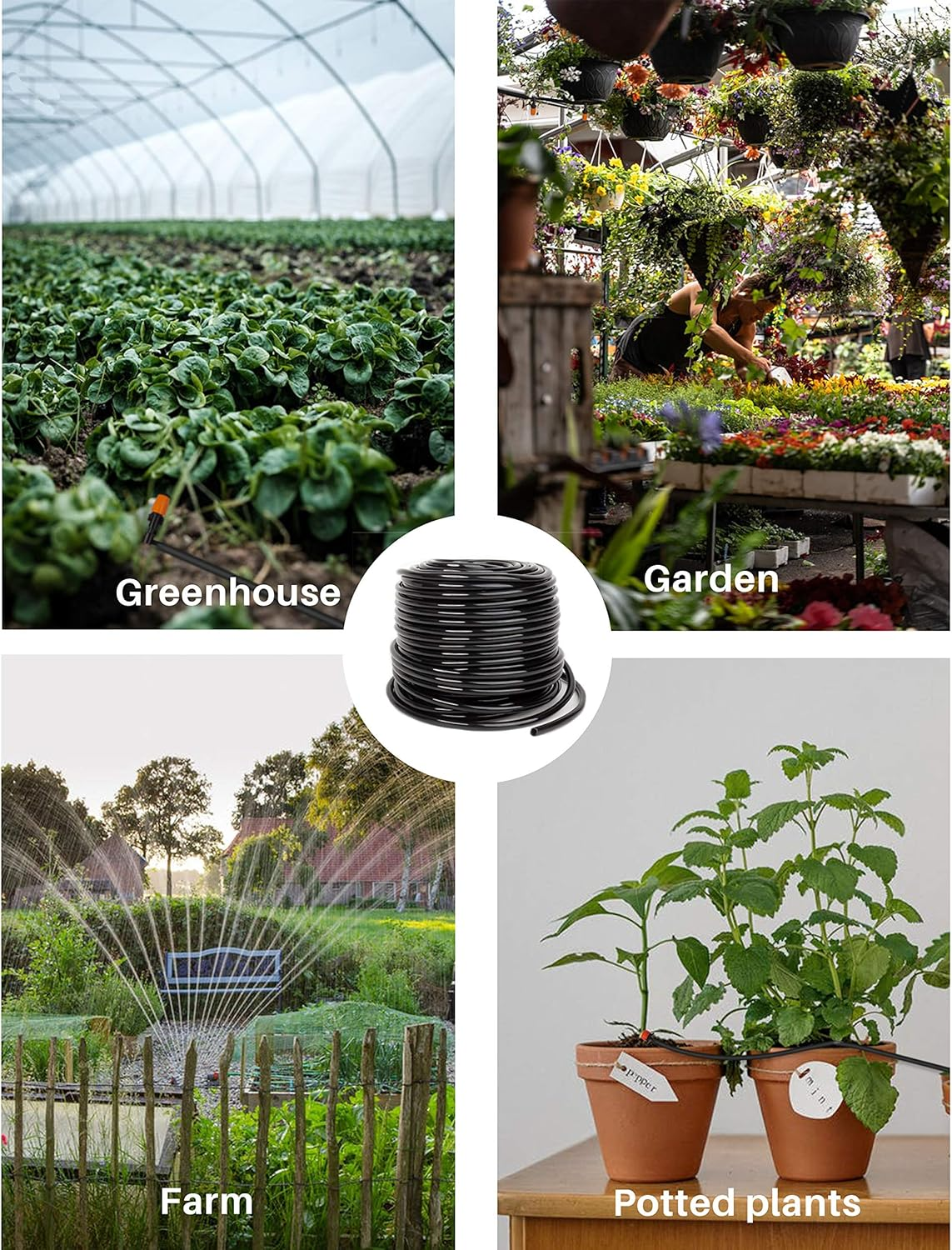 Mohern Drip Irrigation Tubing, 100 Feet 1/4 Inch Drip Line Irrigation Hose with 20 Pcs Drip Irrigation Parts, Drip Irrigation Kit By image number 6