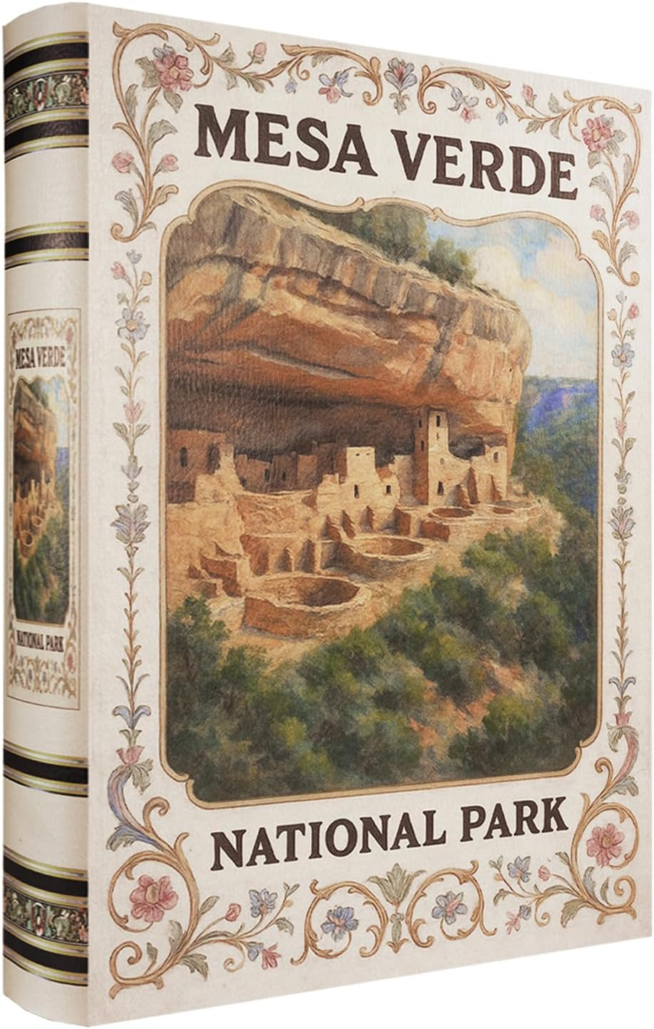 Decorative Wooden Book Box - Vintage Faux Book Boxes with National Park Design, Secret Storage with Magnetic Closure, Leather Cover, Perfect for Home Office Bookshelf (1 X Mesa Verde) image number 1