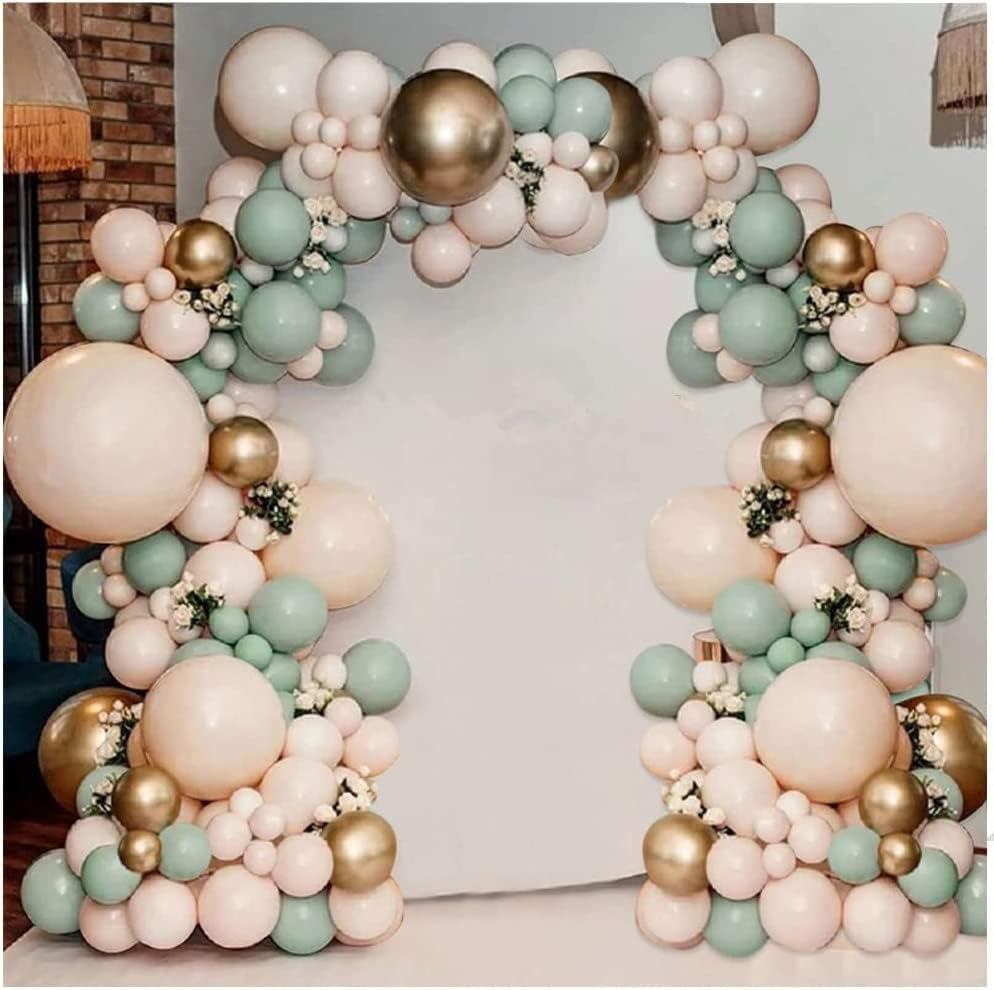 117Pcs Rainbow Balloon Arch Garland Kit, Pink, Green, Metallic Gold Ball, Gold Latex Balloons with Balloon Accessories for Wedding Birthday Party Decorations (Pink) image number 1