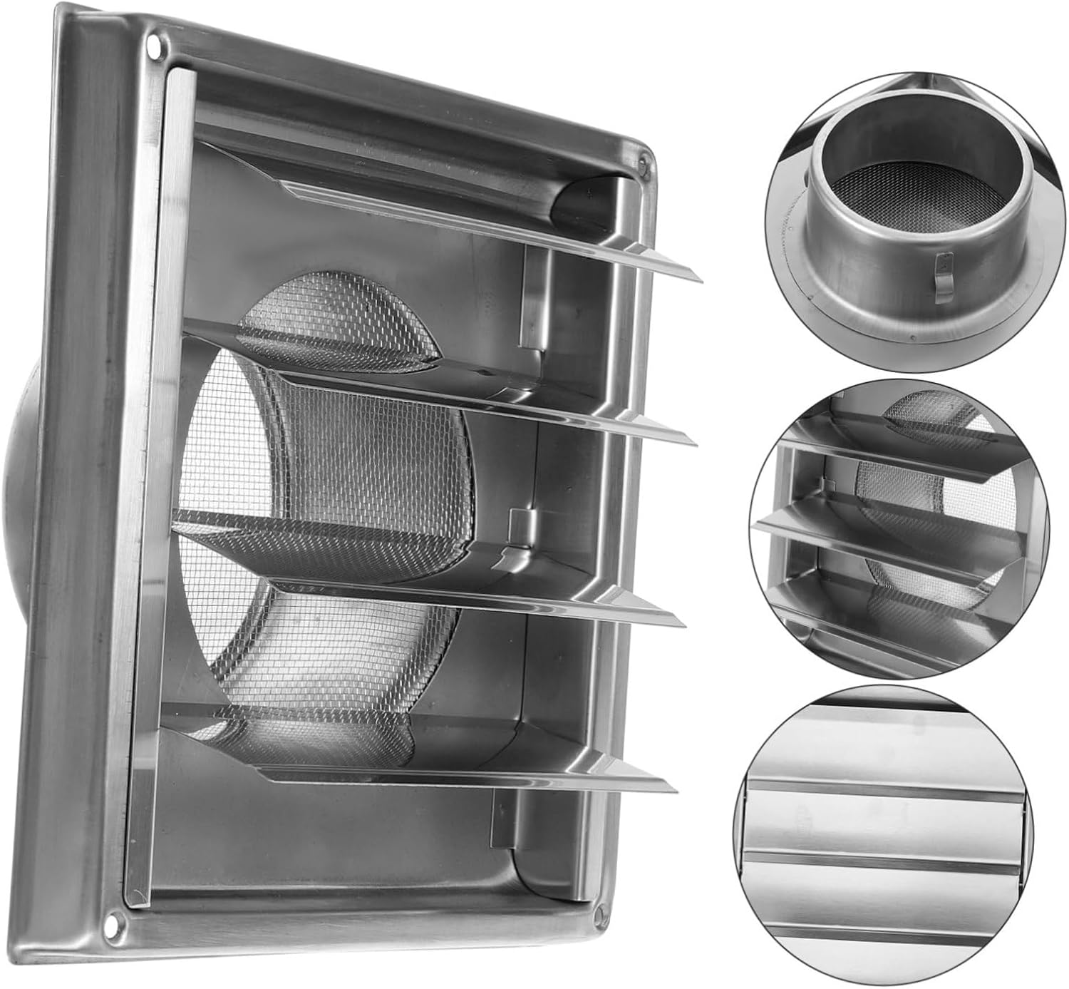 Yardenfun Stainless Steel 304 Exhaust Vent Cover Set Sturdy Wall Ventilation Grille Hood for Exterior Use Square Duct Cover for Air Ventilation image number 6
