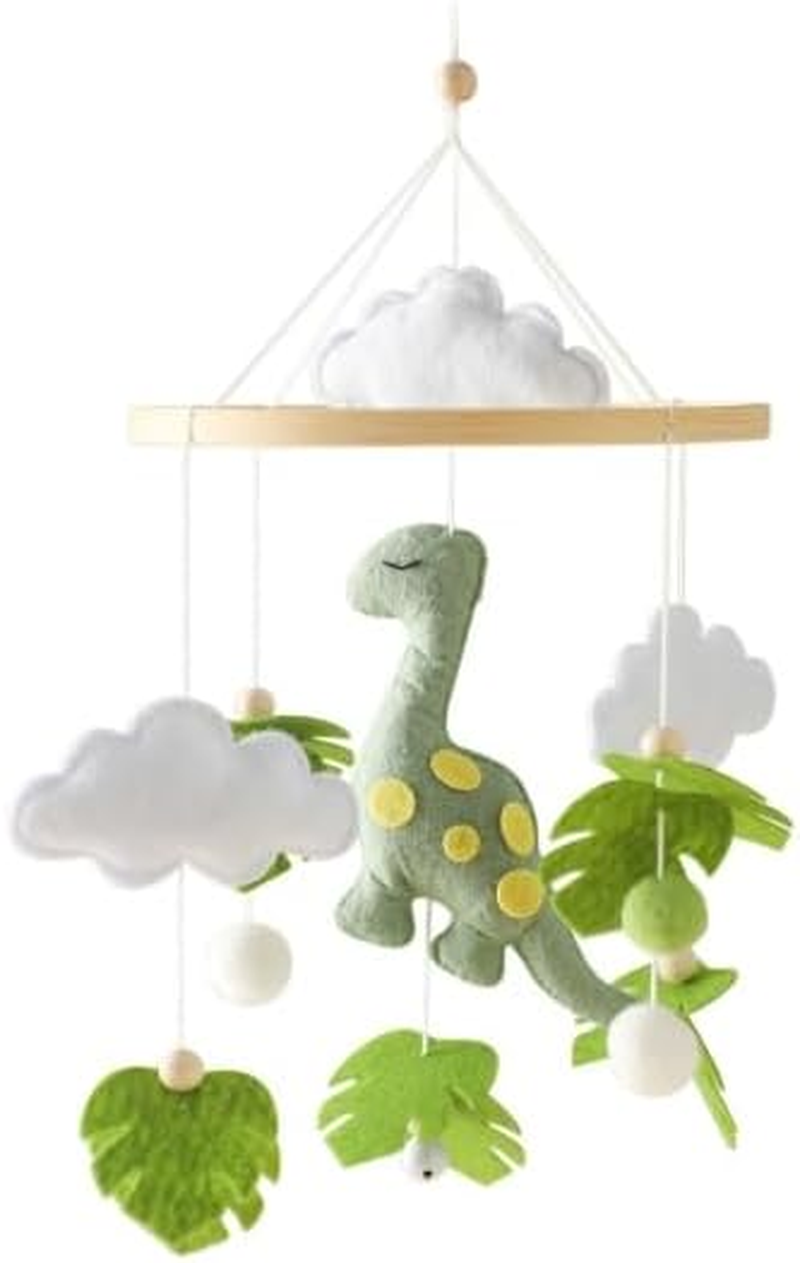 Herfair Baby Bed Mobile Baby Wind Chime Forest Animals, Green Leaves Lion Wood Mobile Baby Nursery Hanging Bed Bell, Baby Bed Pendant Game Mobile Bed Decor (Green Leaves - Lion)