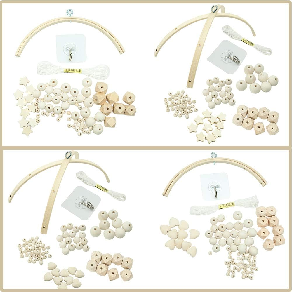 Barbuly DIY Wind Chimes Accessories Kit for Making Baby Crib Mobile Wind Chime,Crib Bed Wood Mobile Hanger,Five-Pointed Star image number 2