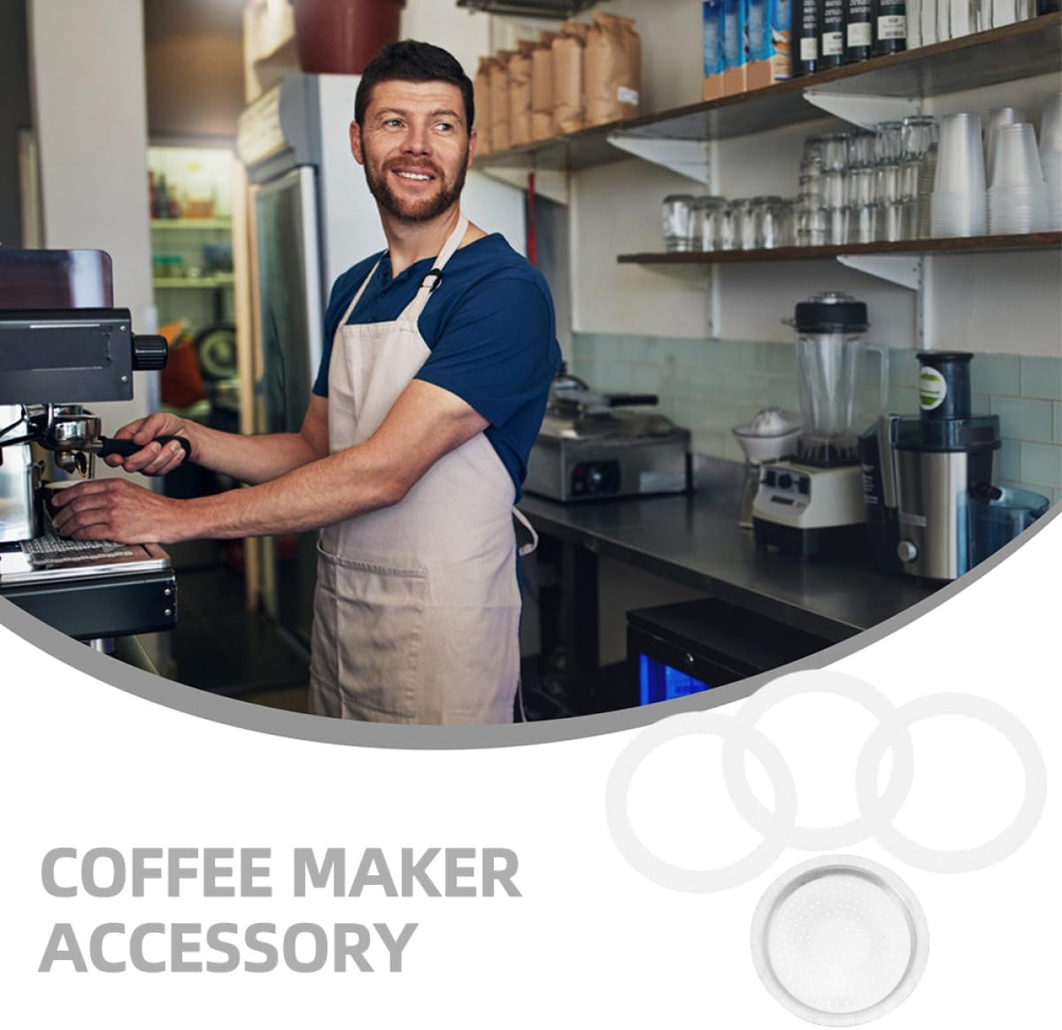 NOLITOY Coffee Pot Replacement Parts Set &ndash; 3 Silicone Gaskets with Aluminum Alloy Filter for 150Ml Espresso Maker &ndash; Silicone Sealing Rings for Coffee Pot Accessories image number 6