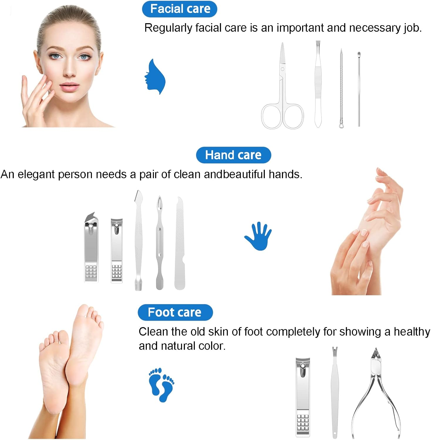 Tseoa Manicure, Pedicure Kit, Nail Clippers, Professional Grooming Kit, Nail Tools with Luxurious Travel Case, Set of 12 image number 3