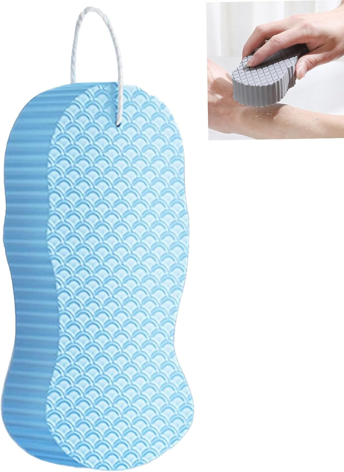 Magic Exfoliating Bath Sponge，Upgraded 3D Super Soft Exfoliating Bath Sponge Magic Exfoliatings Body Scrubbe，Sensitive Skin & Shower Use，Adults & Kids (Blue,3) image number 3