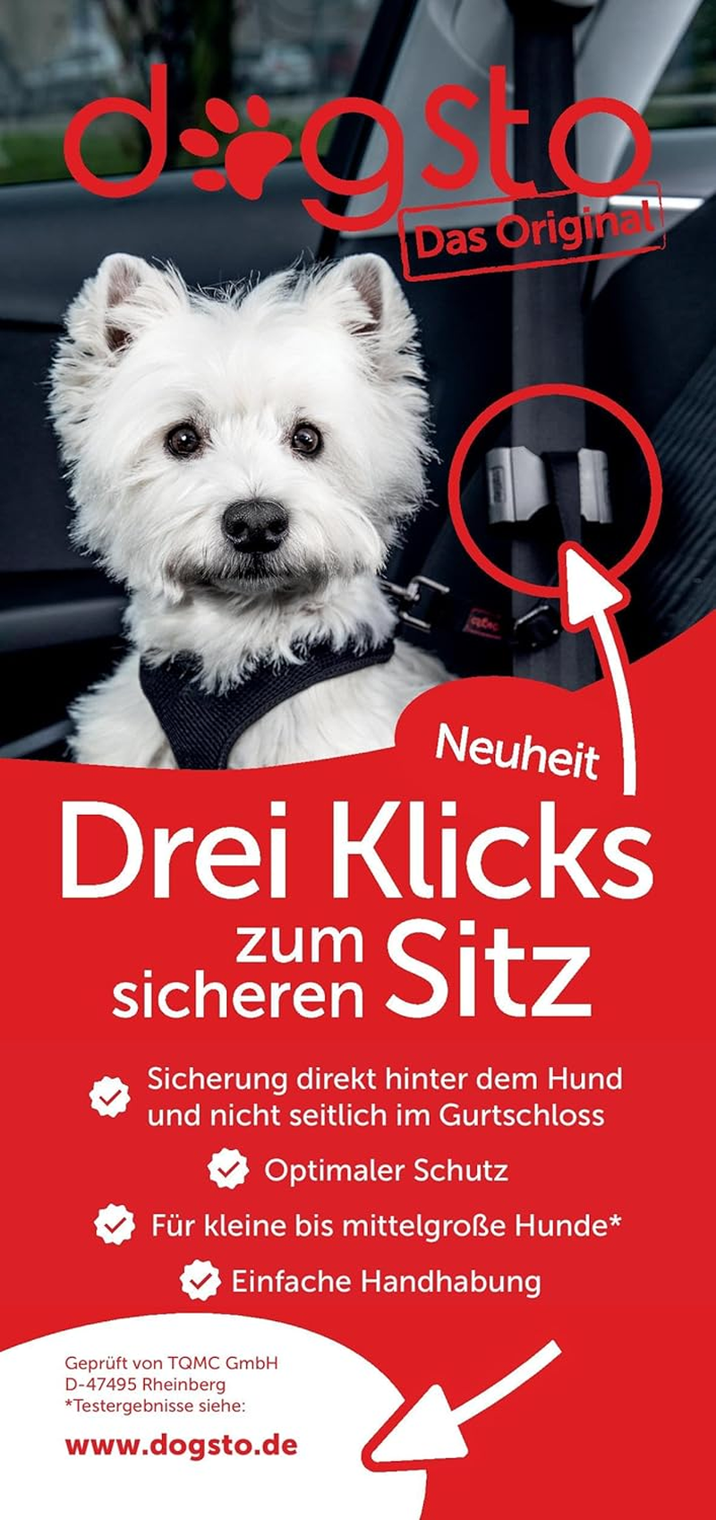 Dogsto Dog Seat Belt for Any Car with Central Attachment to the Seat Belt - Ideal Sitting Position image number 3