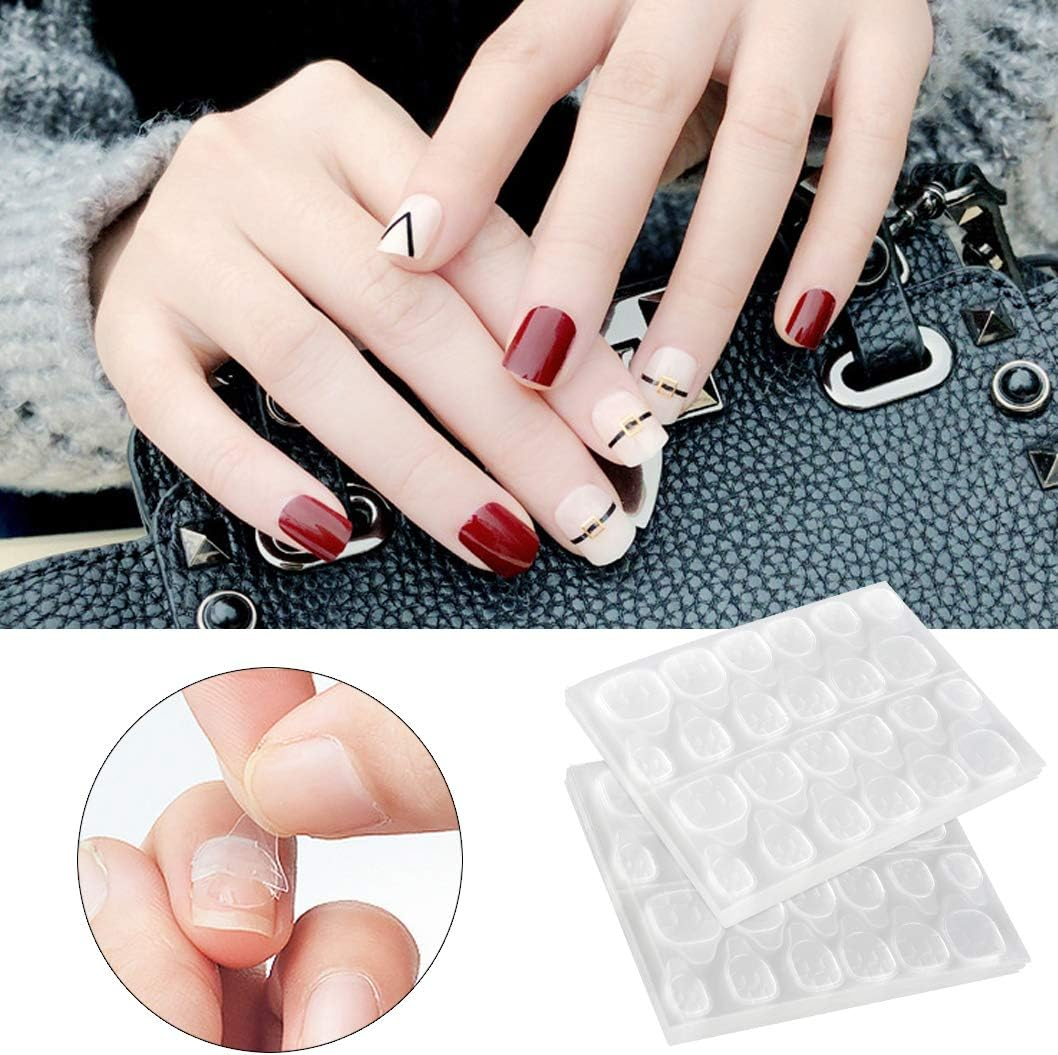 Nydotd 600Pcs Double-Sided Nail Adhesive Tabs - 25 Sheets Waterproof Breathable Jelly Stickers for False Nail Tips - Transparent Flexible Nail Glue image number 1