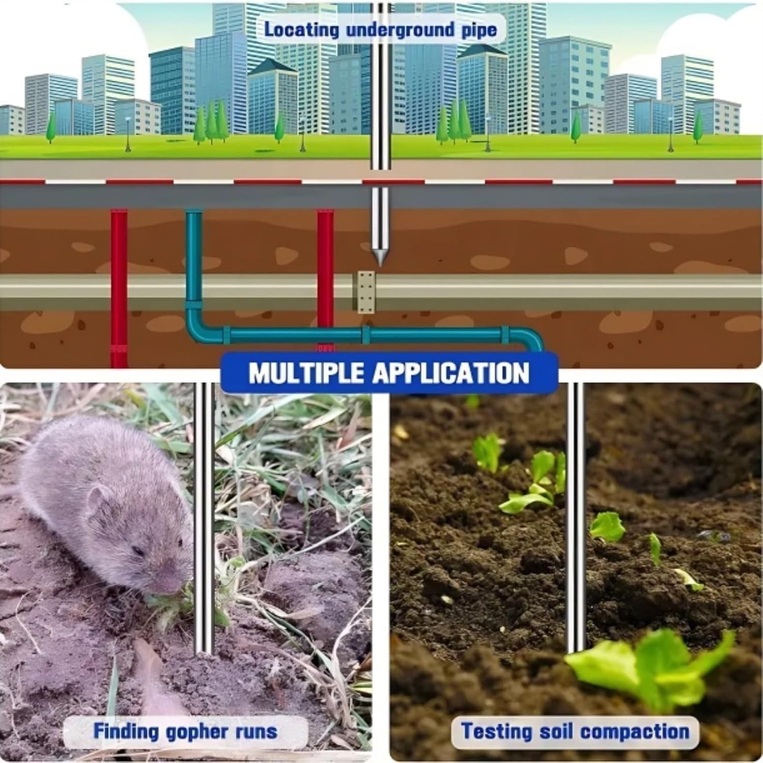 Soil Sample Probe,Soil Probe Rod Soil Sampler Probe Soil Sampler Soil Probes for Soil Samples,Smooth and Easy to T Handle Soil Test Kit,For Plant Care Farm image number 6