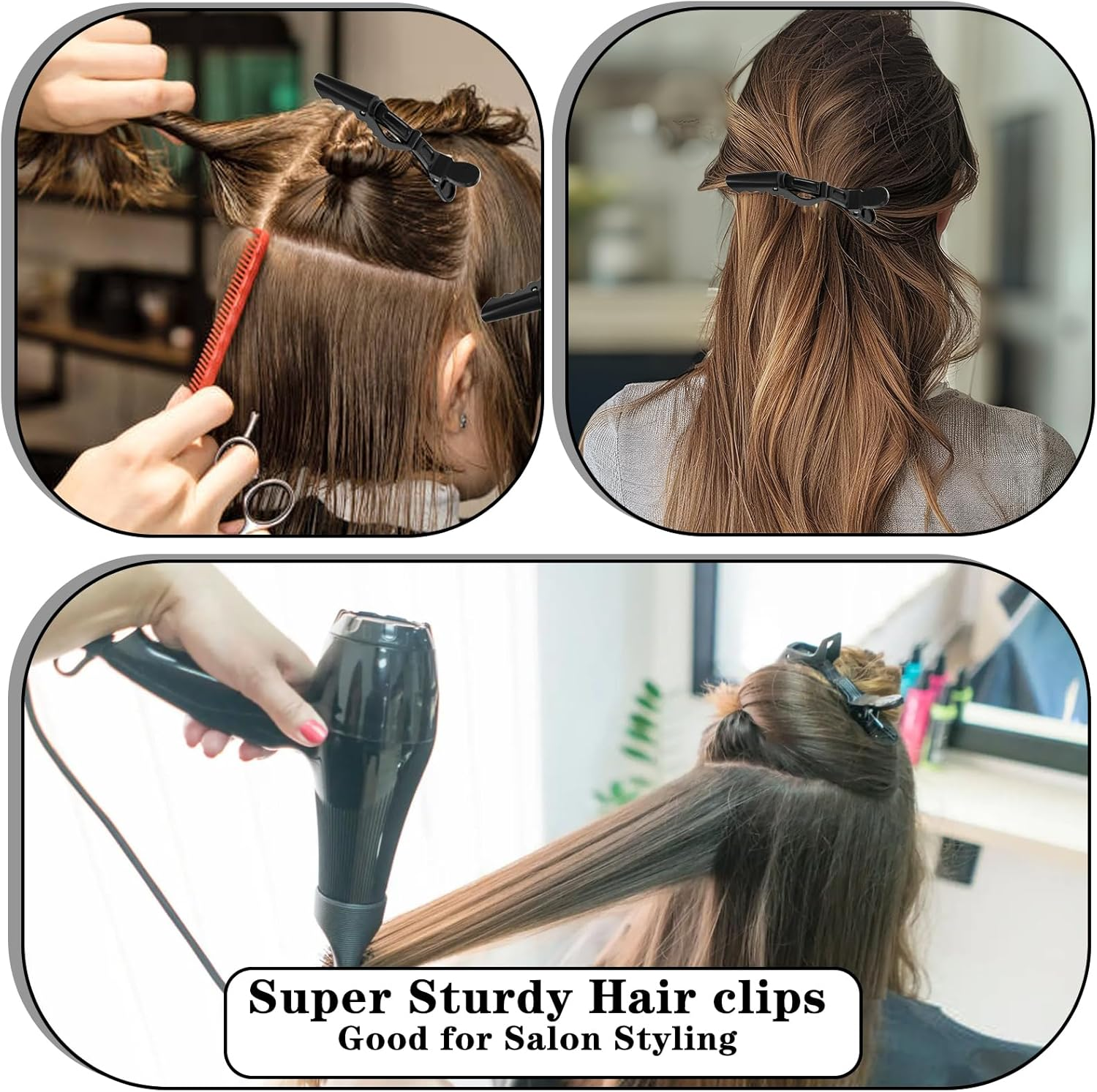 15 Pcs Crocodile Clips Hair Sectioning Hair Clips for Styling Black No Crease Hair Clips Sectioning for Thick Hair Professional Hair Salon Quality image number 6