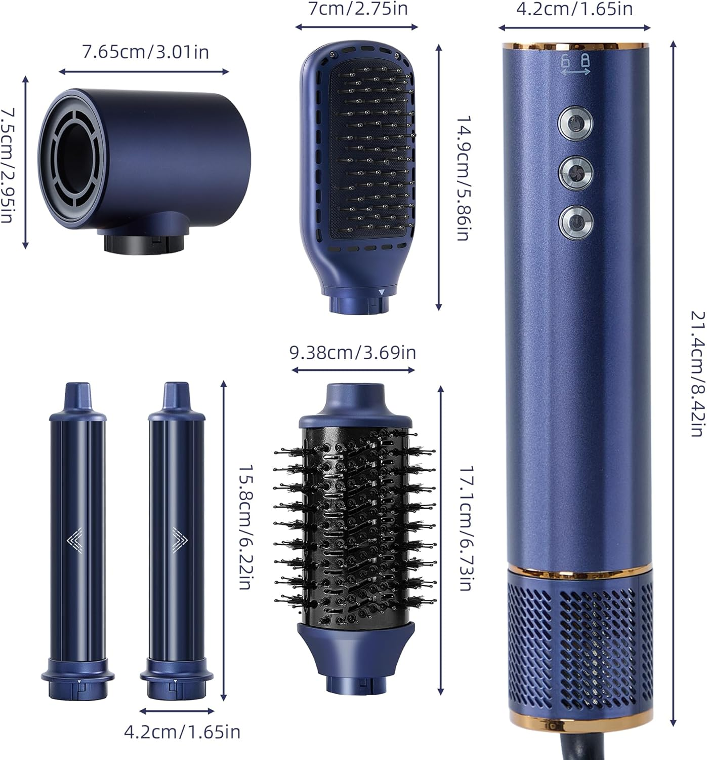 5-In-1 Hair Dryer Brush with 200 Million Negative Ions, 110,000 RPM Brushless Motor, Smart Temperature Control to Prevent Heat Damage, Multi-Functional Styler for Straightening, Curling, Volumizing, and Air Drying