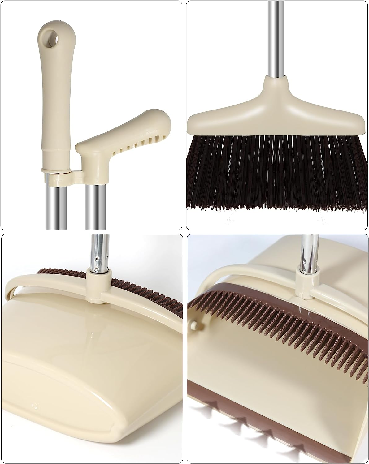 Extendable 137CM Indoor Broom and Dustpan Set - Complete Cleaning Solution for Kitchen and Floors | Long Handle Standing Dustpan and Broom Set for Effective Cleaning and Home Maintenance image number 2