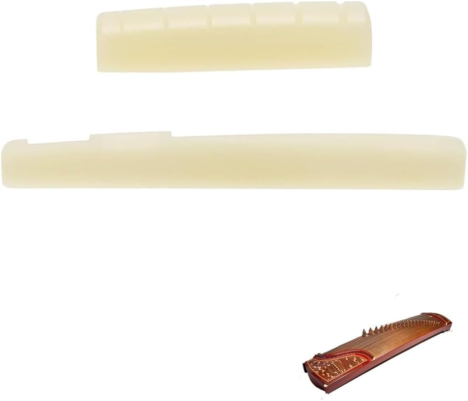 Acoustic Guitar Bone Bridge Saddle and Nut - 2 Sets for 6 String Guitar - Cattle Bone (Unbleached) image number 1