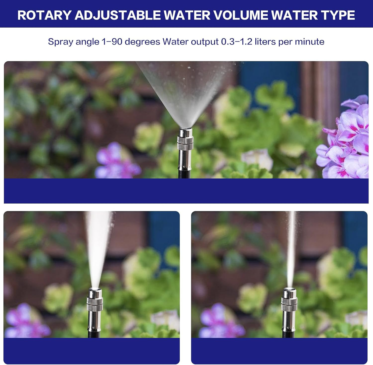 Drip Irrigation Kit, Garden Sprinkler, 49Ft Drip Hose + 15 360&deg; Bendable Brass Spray Nozzles + 1 3/4" Adapter, Irrigation System for Farm Lawn Irrigation, Patio Garden Greenhouse image number 6