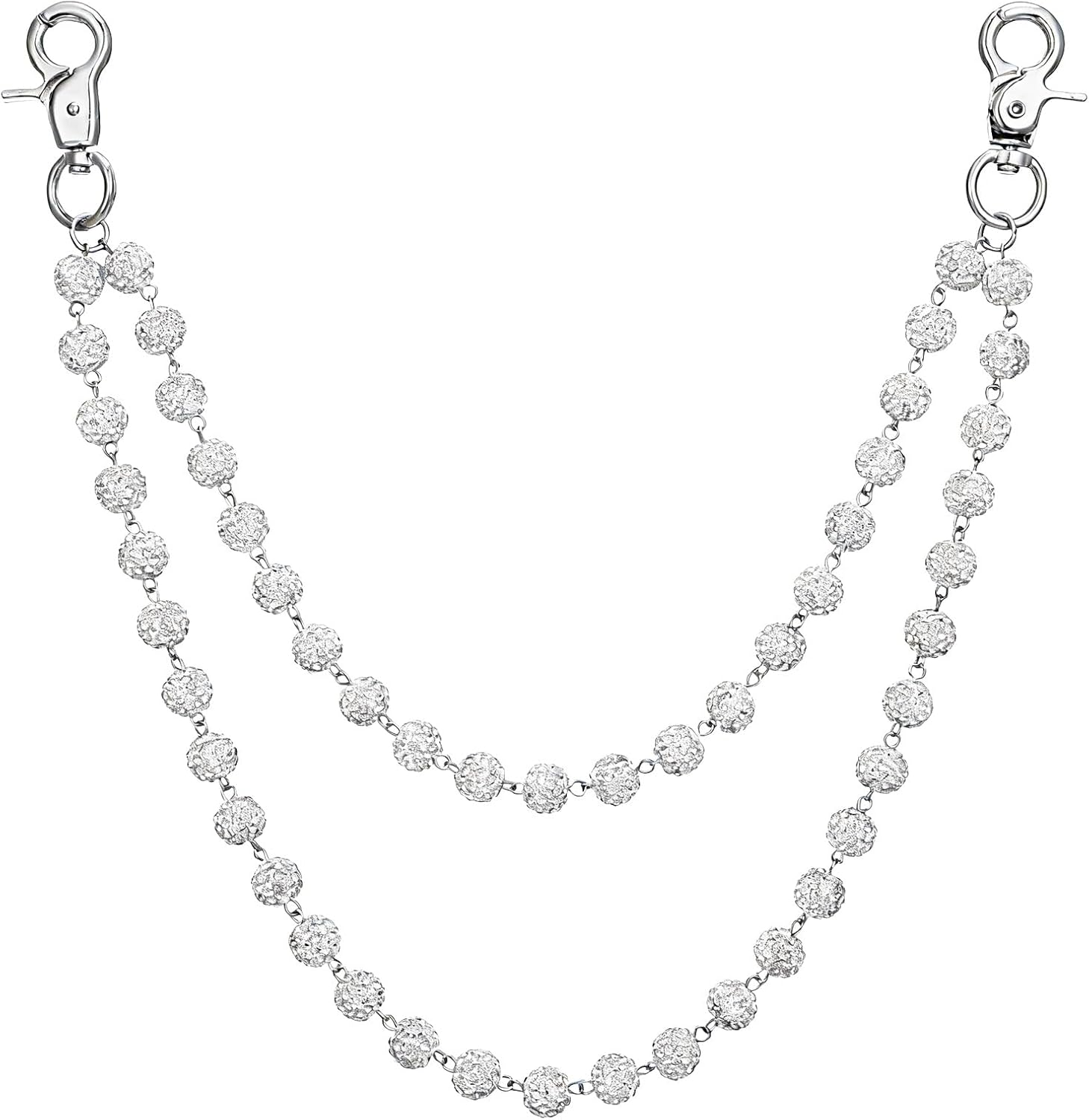 Ceramic Bead Wallet Chain, Sparkly Pants Chain for Men Women, Bohemian Streetwear Pant Chain with Rhinestones, Shiny Edgy Pant Accessories for Men Women Hipster Jeans Chains, Clothing Bag Accessories image number 6