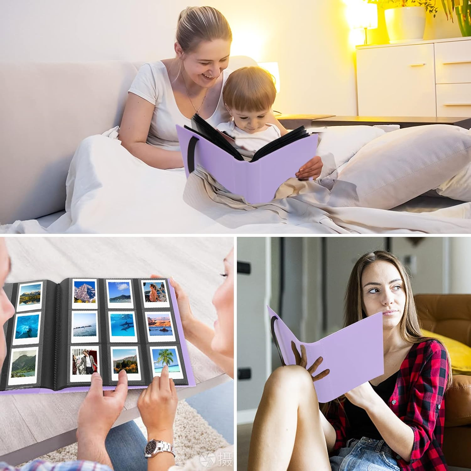 432 Pockets Photo Album for Fujifilm Instax Mini Camera, Polaroid Camera, for Fujifilm Instax Mini 11 90 70 9 8+ 8 Liplay Instant Camera, Polaroid Snap Snaptouch PIC-300 Z2300 Instant Camera (Purple) image number 2