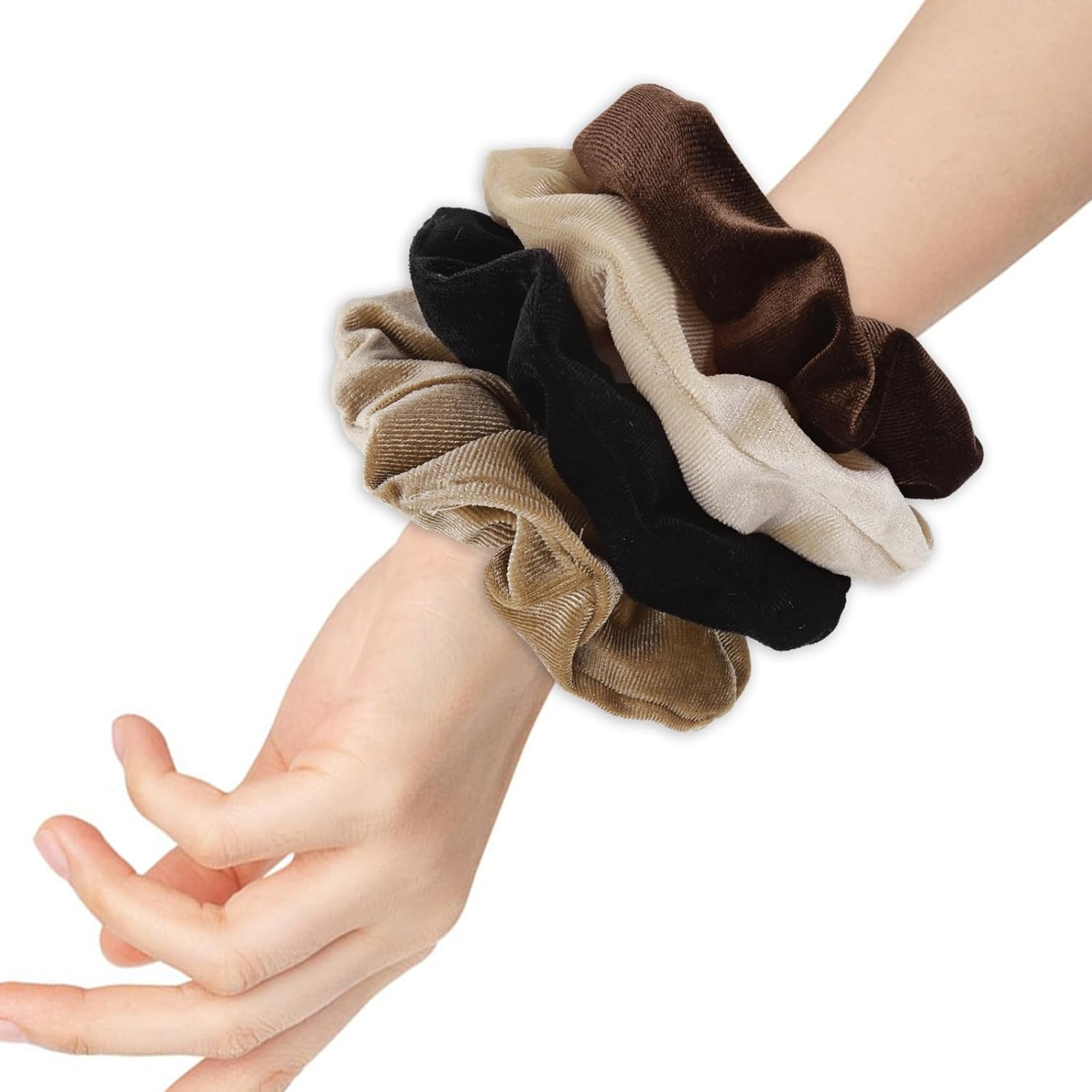 Large Scrunchies for Women 4Pcs Velvet Jumbo Scrunchies for Hair Soft Ponytail Holder Cute Colors Elastic Hair Bands Fashion Bulk Hair Ties for Teens Women Thick Curly Thin Fine Hair image number 4