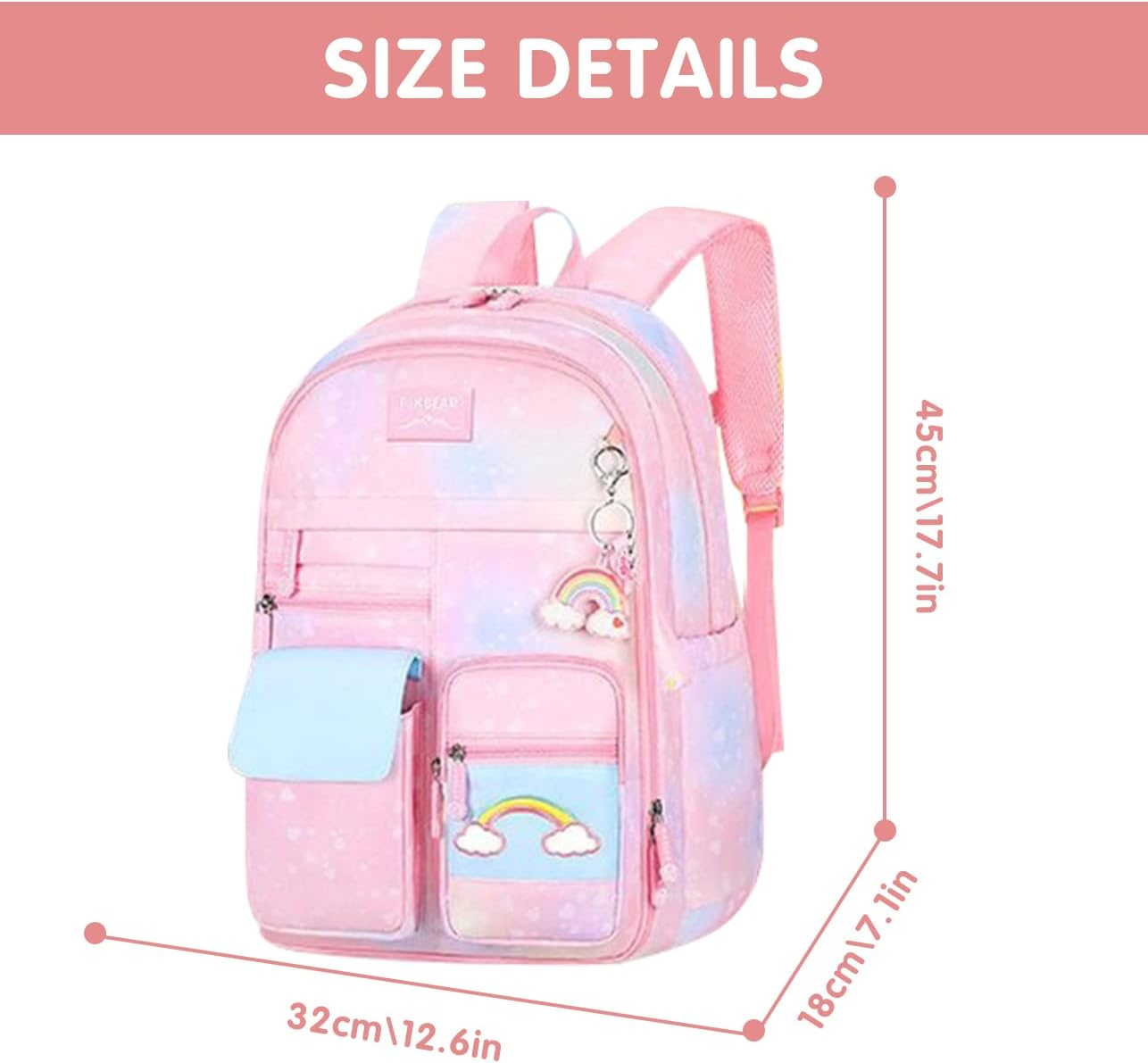School Backpack for Girls, Lightweight Waterproof Cute School Bookbag for Teen Kids Students Elementary - Butterfly Blue image number 5