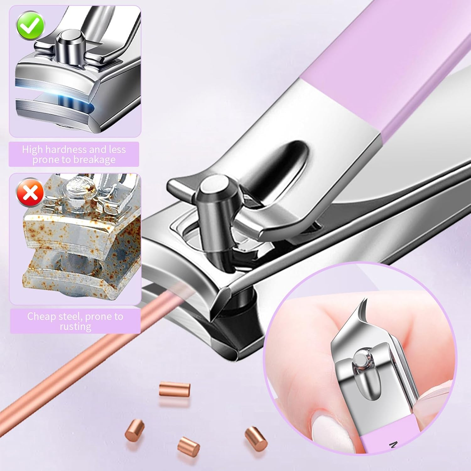 13-In-1 Nail Kit, Manicure Set with Tweezers/Nail File/Nail Clippers/Cuticle Trimmer/Facial Care Tools, Professional Manicure & Pedicure Set, Travel Portable Nail Cutter Set for Men Women (Purple)