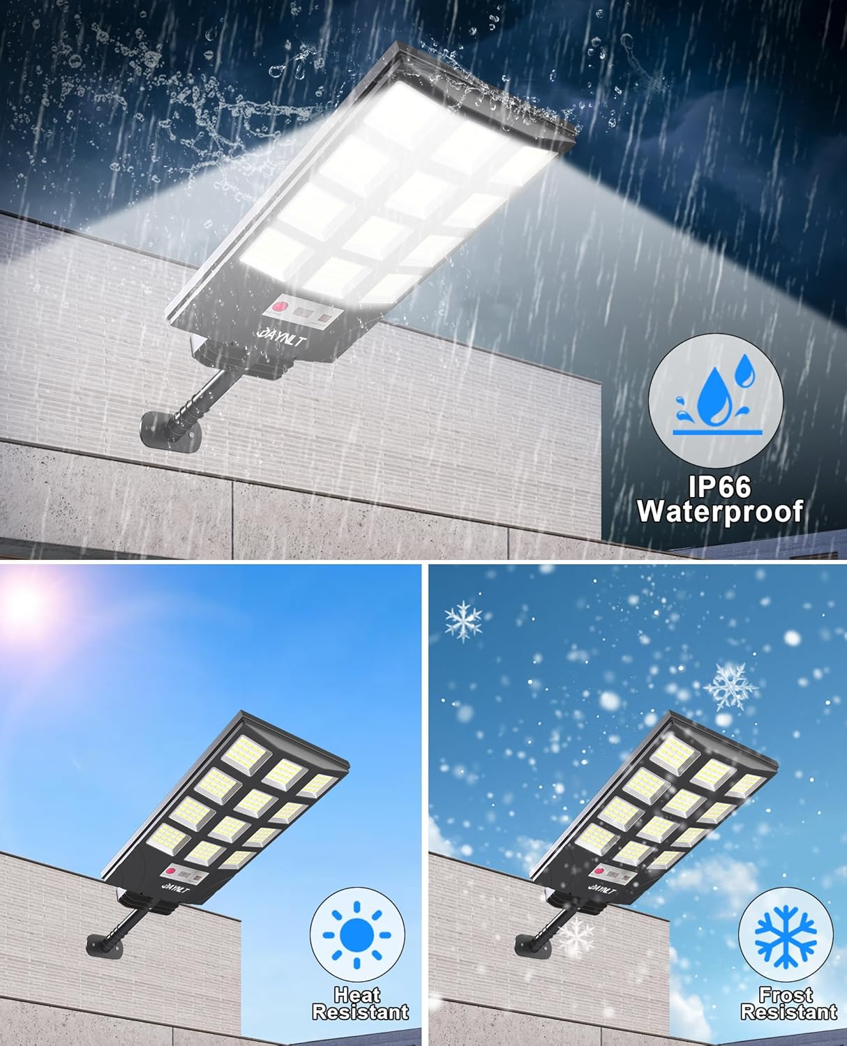 JAYNLT Solar Lights for Outside, 5 Lighting Modes Solar Flood Security Light with Motion Sensor & Dusk to Dawn&Remote, 6500K Street Lamps for Yard Garden,Shop - 4PACK image number 3