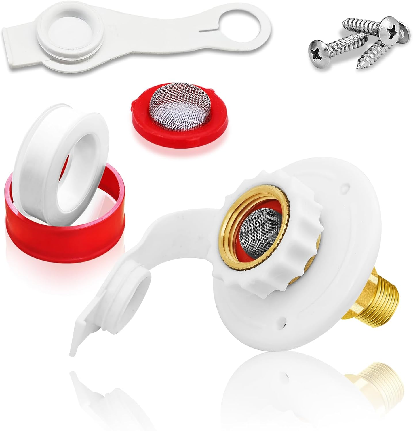 RV City Water Inlet with Check Valve, 3/4 NH Female to 1/2 NPT Male Black Flange RV Fresh Water Inlet, Lead-Free Brass RV Water Connection Inlet with Dust Plug for RV Camper Motorhome Trailer Marine