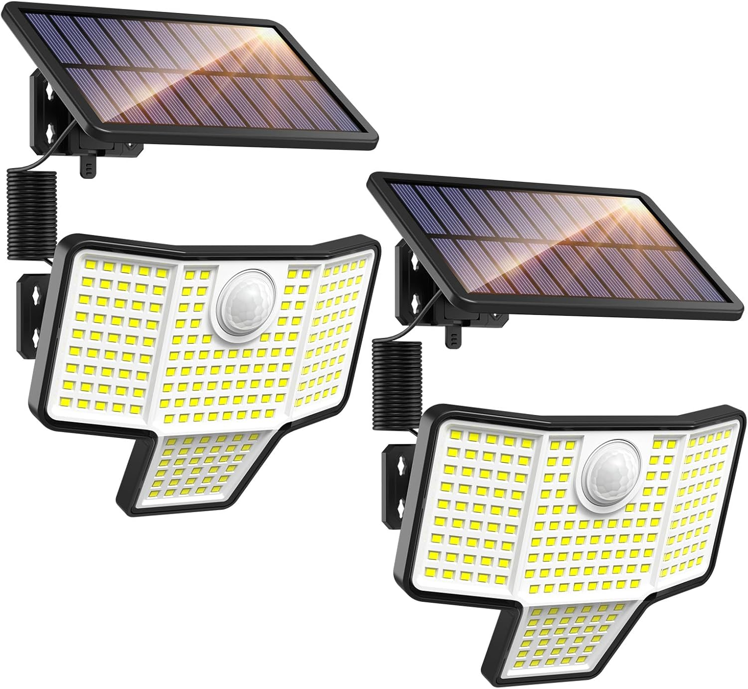 Quntis Solar Lights Outdoor, 189 LED 1200LM Motion Sensor Lights, Security Spot Lights with Remote, IP65 Waterproof outside Solar Flood Lights with Separate Solar Panel for Door Yard Pathway, 2 Pack image number 3