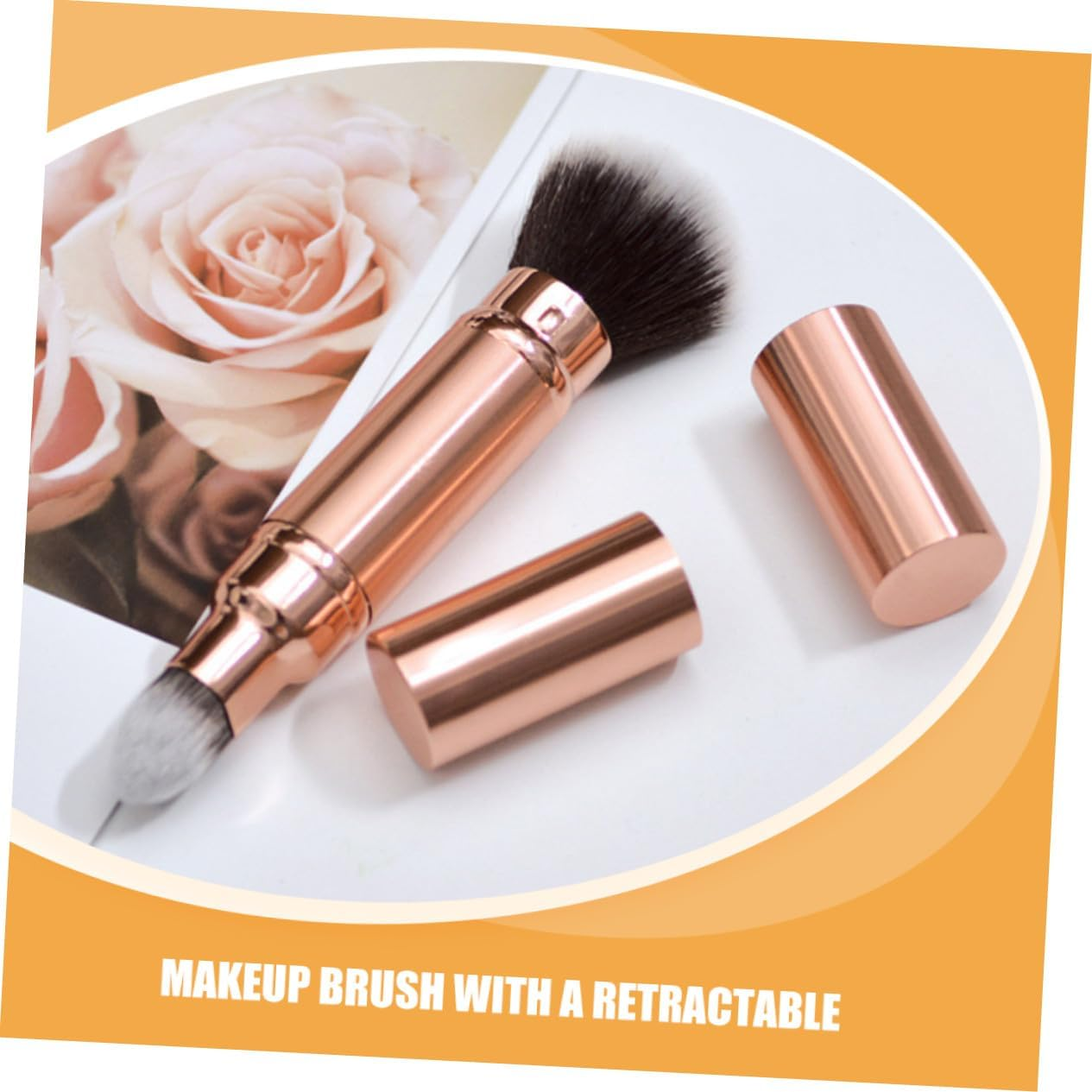 CATIEBYE 2Pcs Retractable Makeup Brush with Cover Dual-Ended Portable Face Brush for Foundation Blush Soft Bristles for Smooth Application Travel-Friendly Cosmetic Tool image number 1