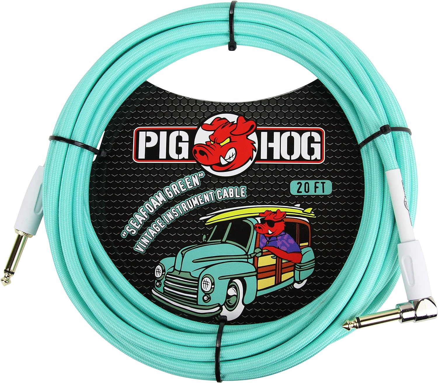 Pig Hog PCH10AGR Amplifier Grill Right-Angle 1/4" to 1/4" Guitar Instrument Cable, 10 Ft. Amplifier Grill 10 Feet Amplifier Grill