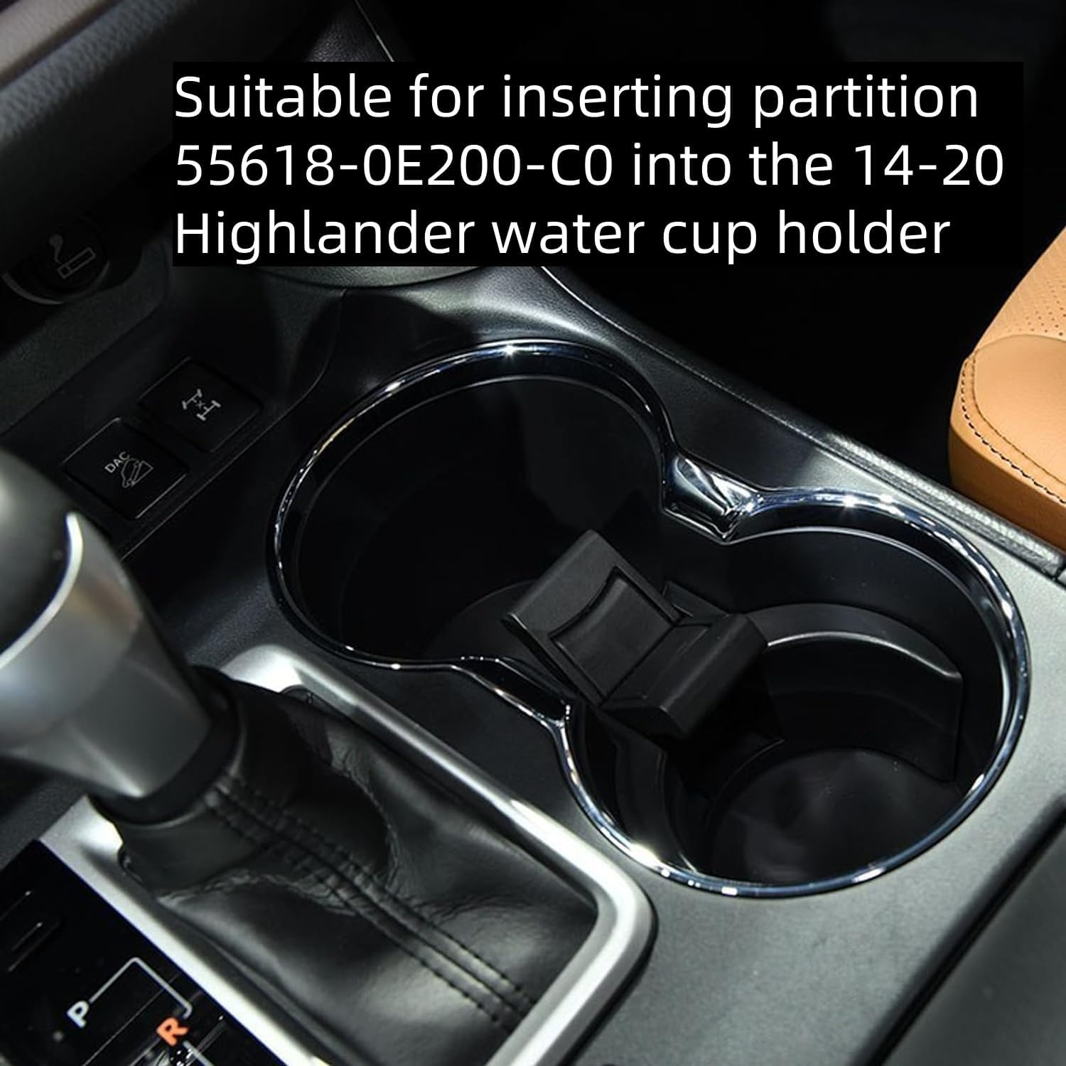 Console Cup Holder Insert Replacement 55618-0E200-C0 Compatible with Toyota Highlander 2014-2020 Plastic Cup Holder Car Accessories Black image number 4