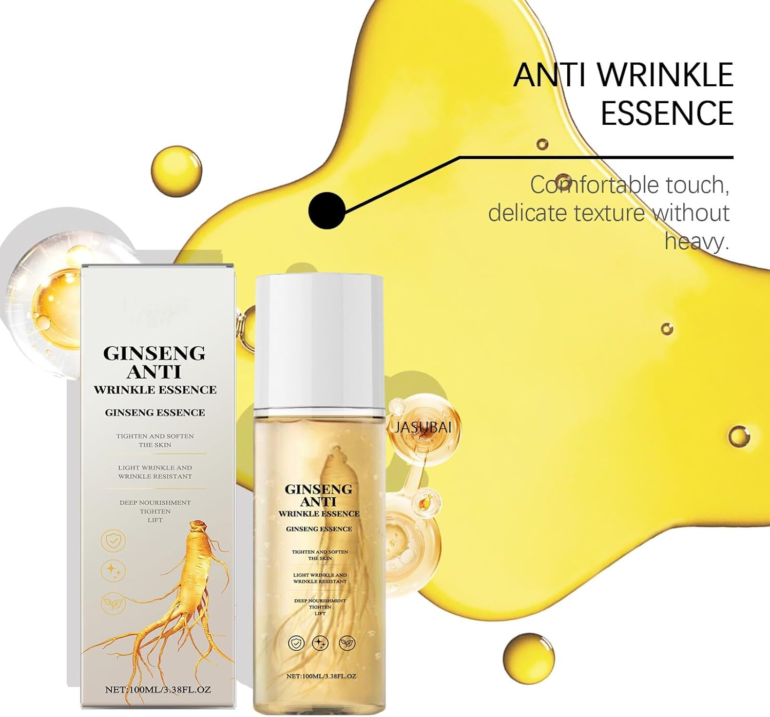 Ginseng Anti-Aging Serum Essence, Gold Ginseng Peptide Firming Serum for Face, Reduces Wrinkles & Fine Lines, Tightening & Lifting for Mature Skin, Hydrating Essence Water for All Skin Types (4PCS) - 4Pcs image number 3