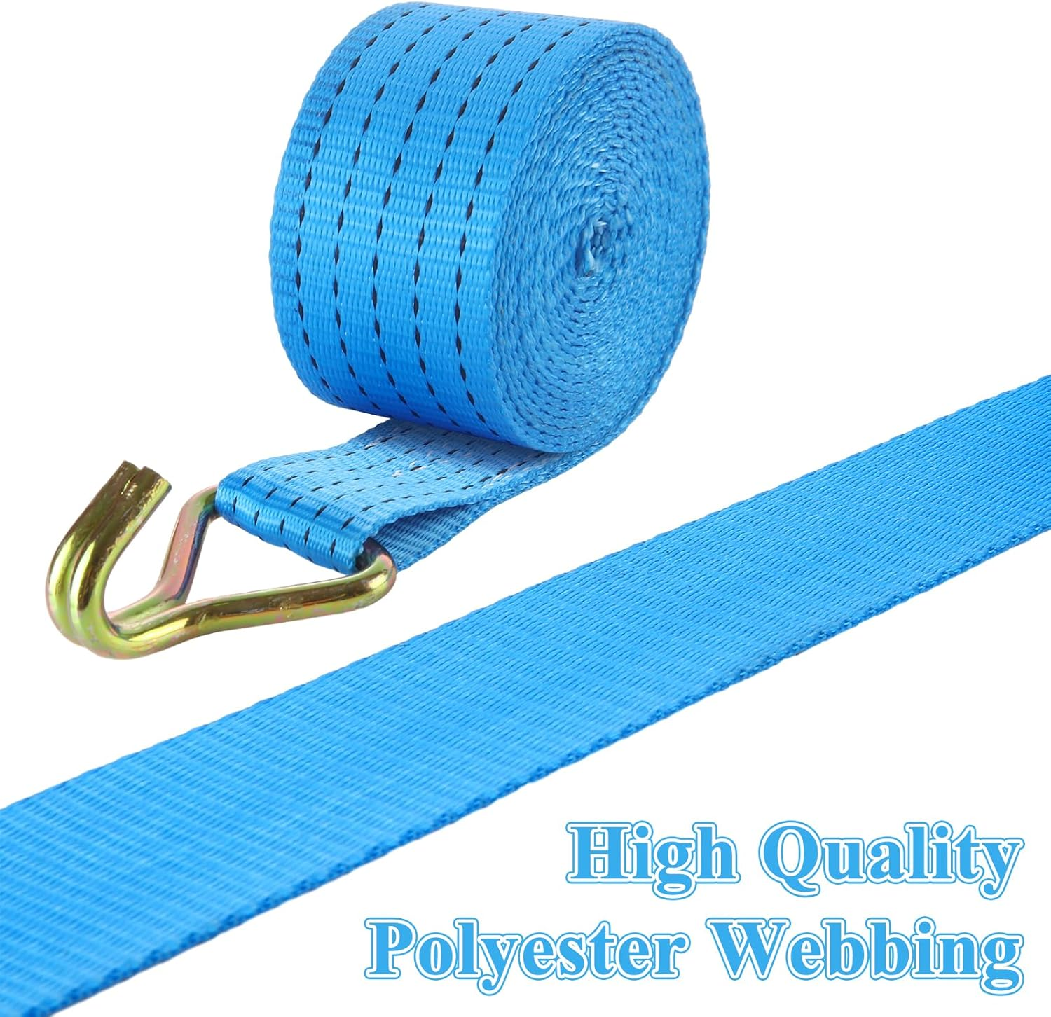 VIDETOL Pack of 2 Tie down Straps with Ratchet and Hook, 3 M 50 Mm Ratchet Straps Lashing Straps Two-Piece 4T Heavy Duty Lashing Strap Blue for Load Securing, Camping and Luggage Removal image number 4