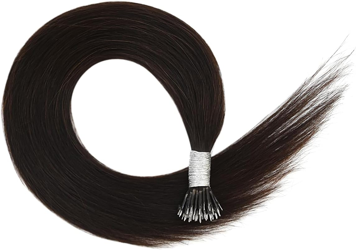 Nanoring Extensions Real Hair Nano Extensions Real Hair Nano Ring 50 G Hair Extensions Nano Tip Hair Extensions (40 Cm #2 Dark Brown) image number 6