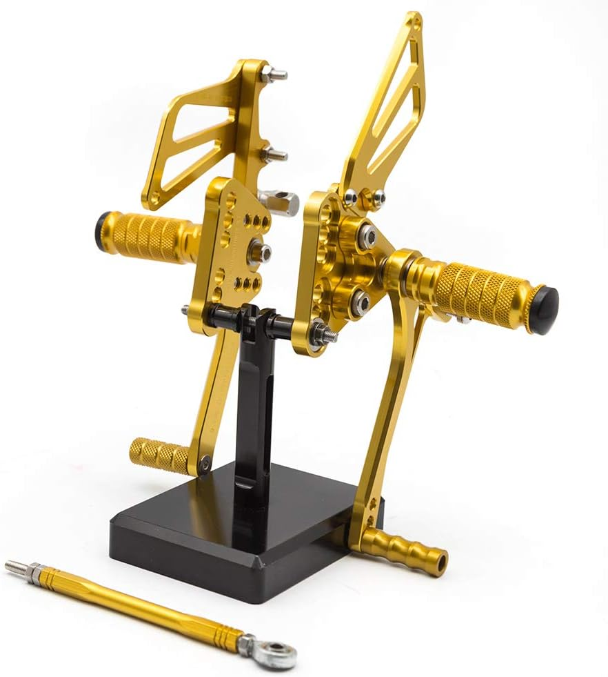 FXCNC CNC K5 K6 Billet Adjustable Motorcycle Rearset Foot Pegs Rear Set Footrests Compatible with GSXR1000 GSX-R1000 2005 2006