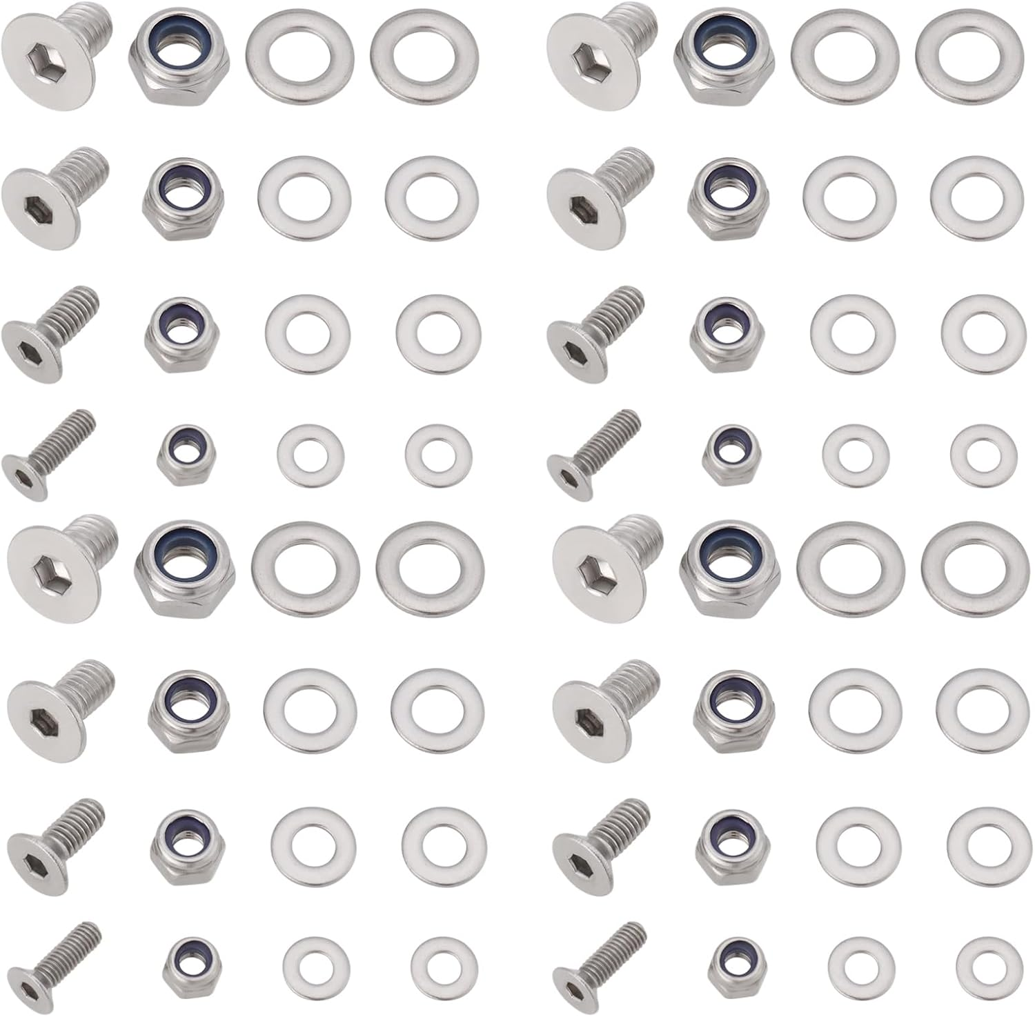 SG Store 16Pcs Countersunk Bolt and Nut Kit M3/M4/M5/M6X10Mm for Wood Drywall and Furniture Home DIY Repair Bolt+Nut+Flat Washer Silver