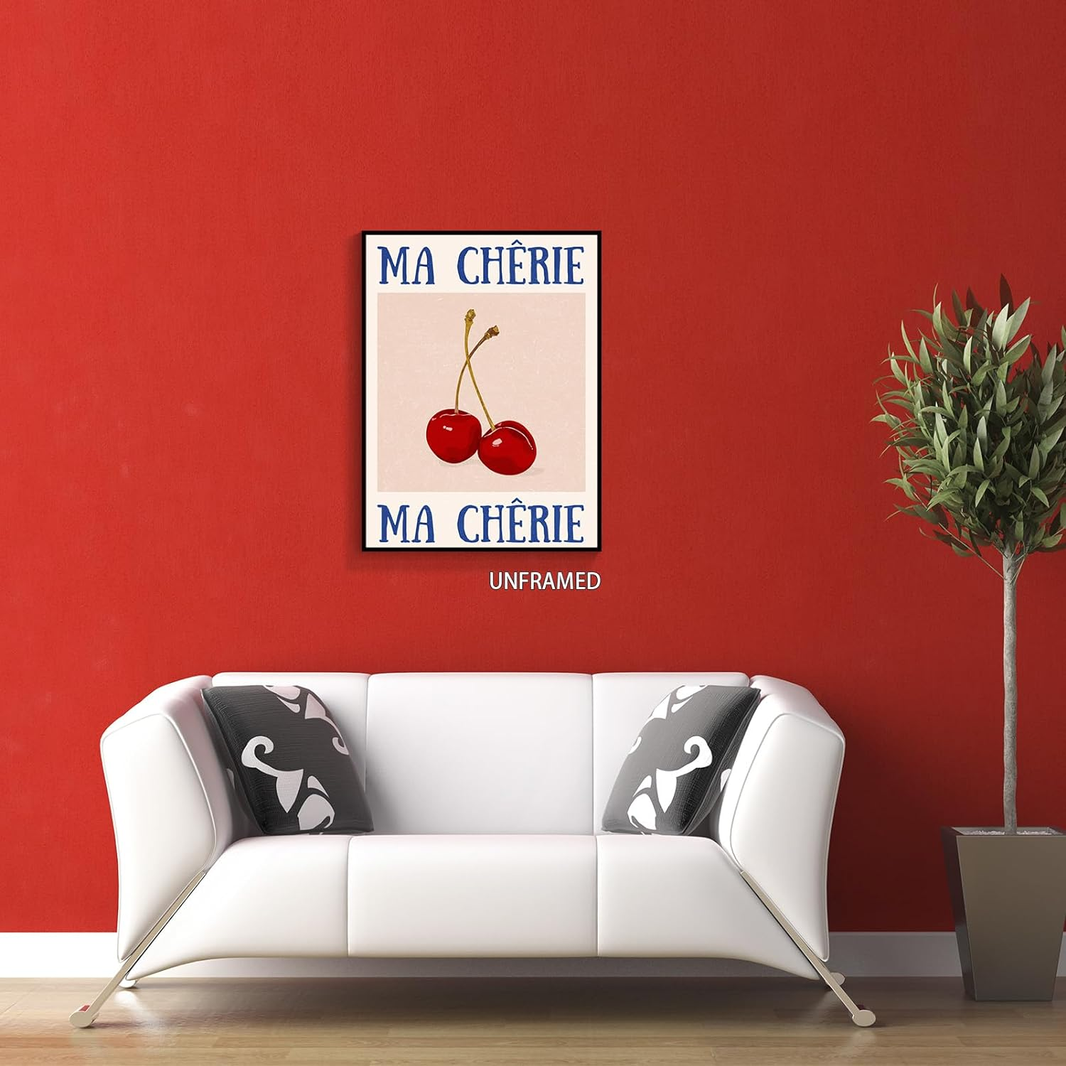 Yostyle Retro Funky Cherry Canvas Wall Art, Vintage 70S Red Blue Posters for Room Aesthetic, Trendy Preppy Cherry Picture Print for Teen Girls College Dorm Apartment Decor 12X16In Unframed image number 2