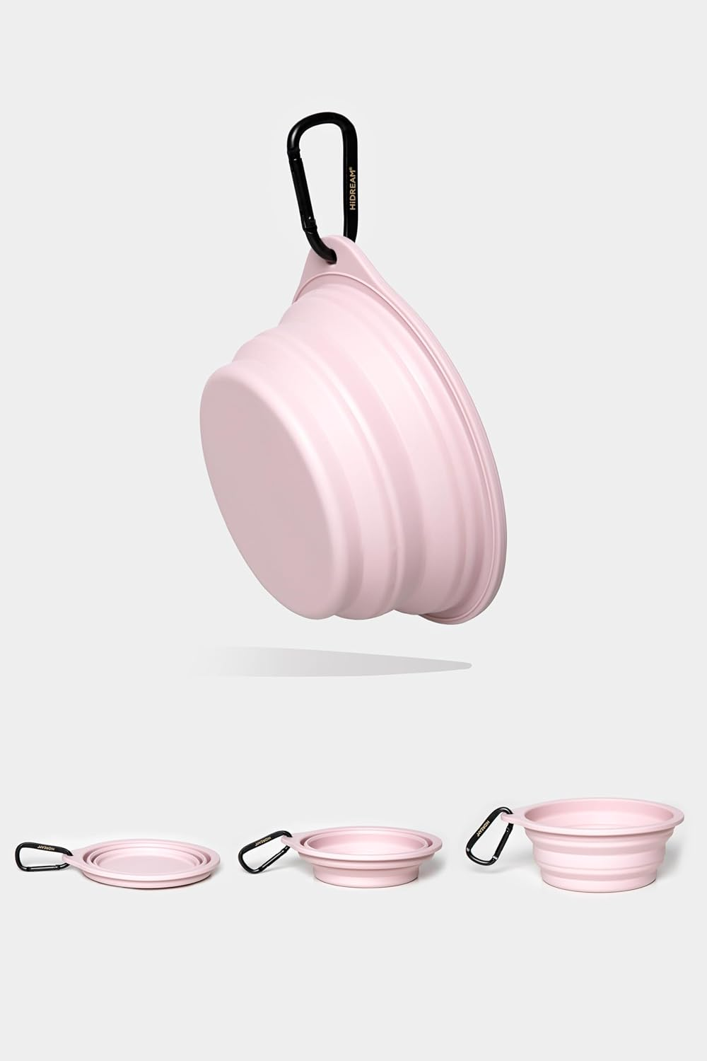 Collapsible Silicone Dog Bowls 600Ml - Portable, Foldable Pet Feeding Bowls with Carabiner Clips (Orange)