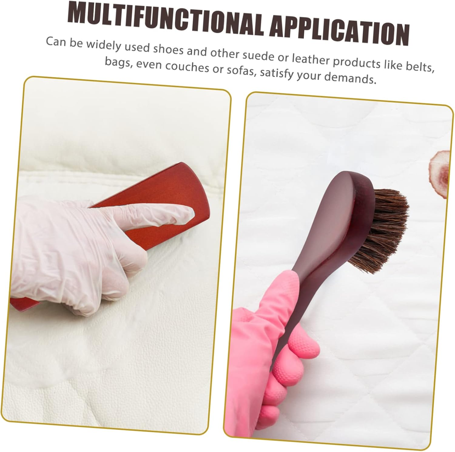 VALICLUD Care Brush Set Saddle Soap Brush for Shoe Polishing Horsehair Brush for Leather Cleaning image number 3