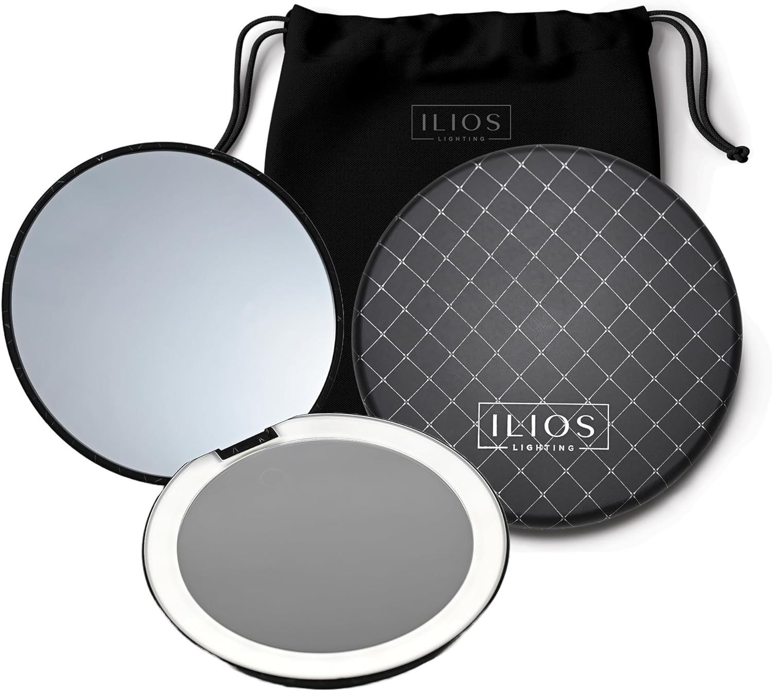 Ilios Lighting Black LED Compact Mirror with Light and 1X and 10X Magnifying Mirror in 5-Inch Mini Size Ideal for Travel image number 3