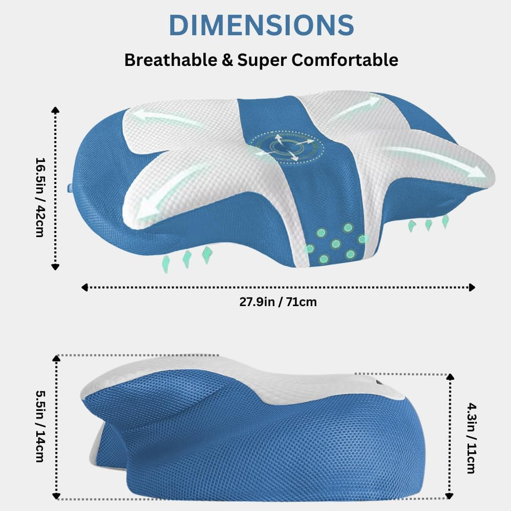 Pain Free Aussies Cervical Pillow &ndash; Ergonomic Memory Foam Contour Pillow for Neck Pain Relief, Neck & Shoulder Support &ndash; Ideal for Side, Back, and Stomach Sleepers image number 1