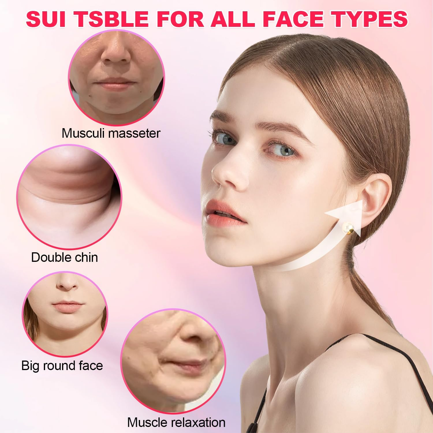 V Line Double Chin Reducer, Face Slimming Strap with Two Wearing Way, Chin up Mask Face Lifting Belt to Remove Double Chin, Reusable V Shaped Lifting Mask Tightening Skin Preventing Sagging for Women image number 2