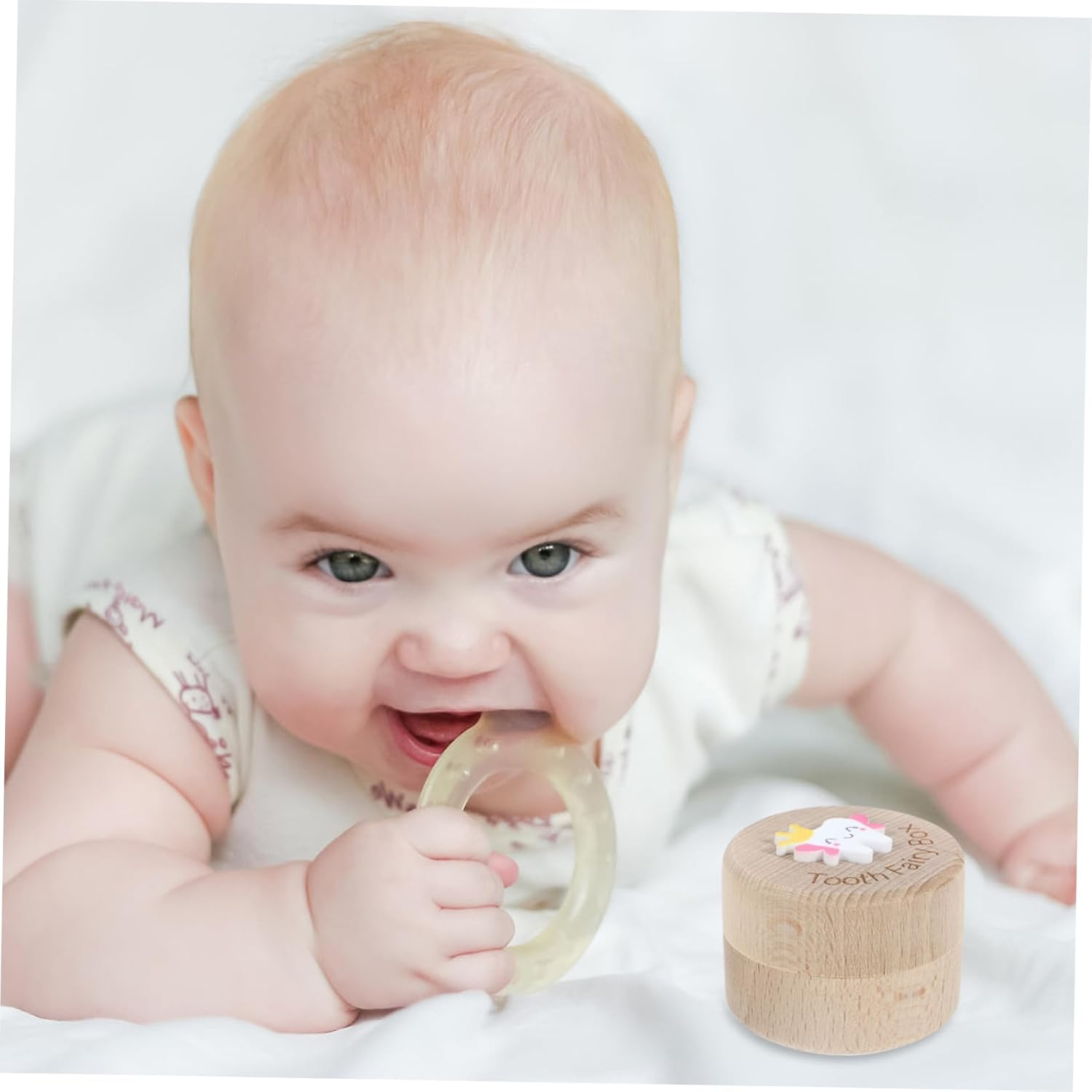 Wooden Baby Tooth Box Fairy Tooth Keepsake Storage for Boys and Girls Childhood Memory Holder image number 2