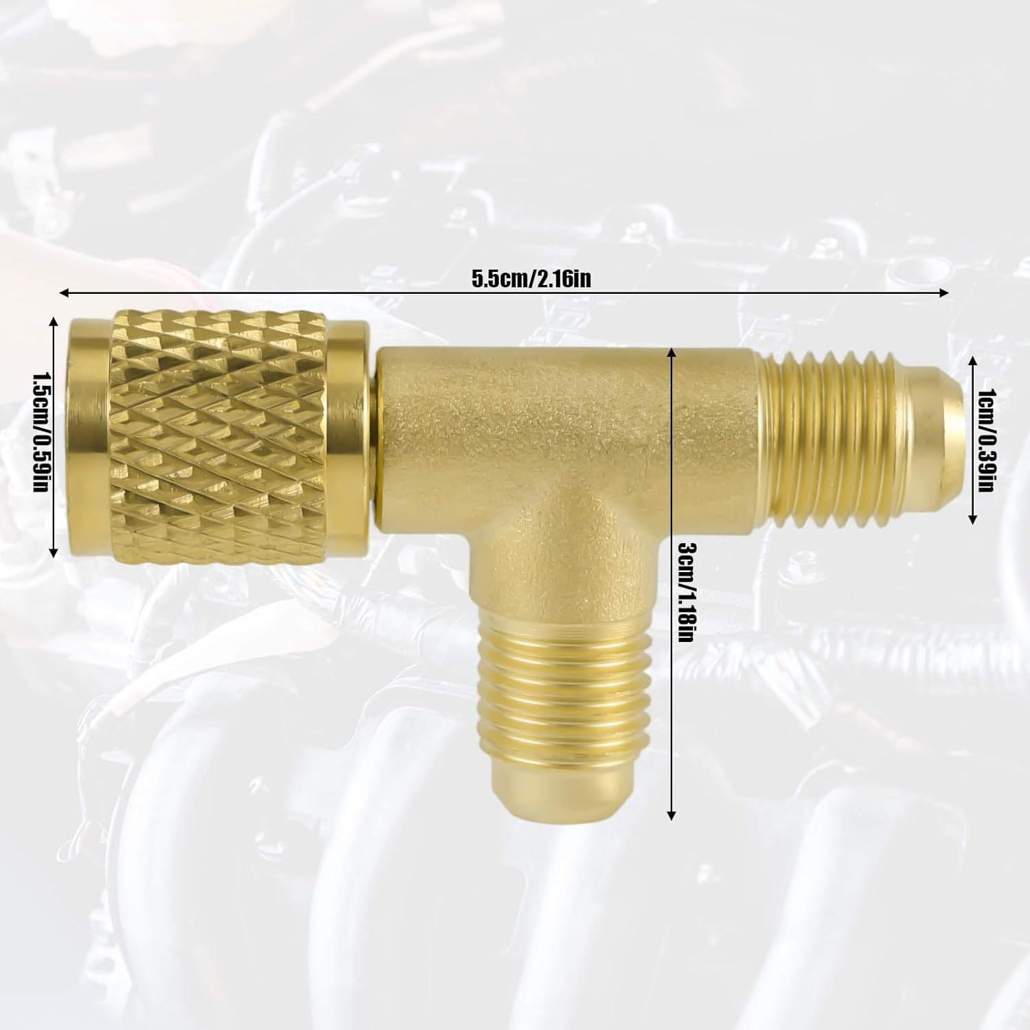 2Pcs Quick Coupler Access Tee, 1/4'' Brass SAE Valves Core Tee Adapter Air Conditioning Parts for R22 R12 R134 Gauge Deep Vacuum Pump Manifold image number 1